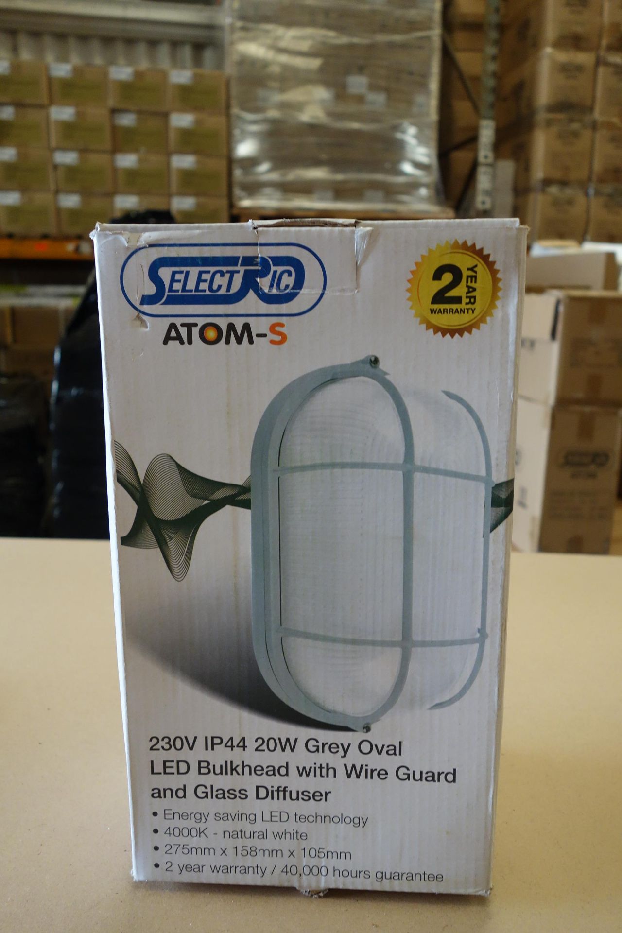 20 X Select ATOM-5-3 20W LED Grey Oval Bulkhead With Wire Guard + Glass Deffuser 275MM X 158MM X