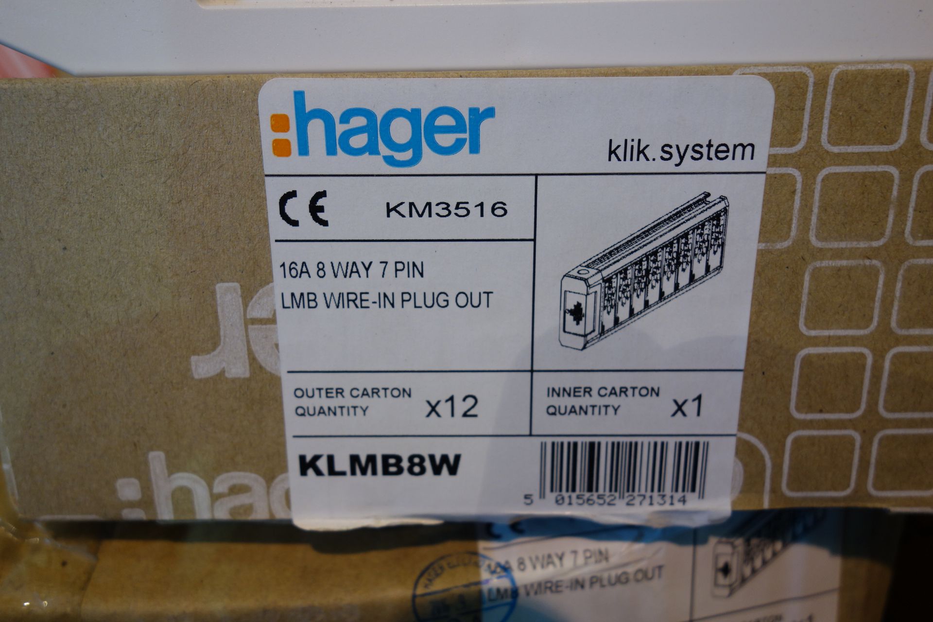 12 X Hager KLMB8W KLIK-System KM 3516 16A 8W 7P LMB Wire In Plug Out