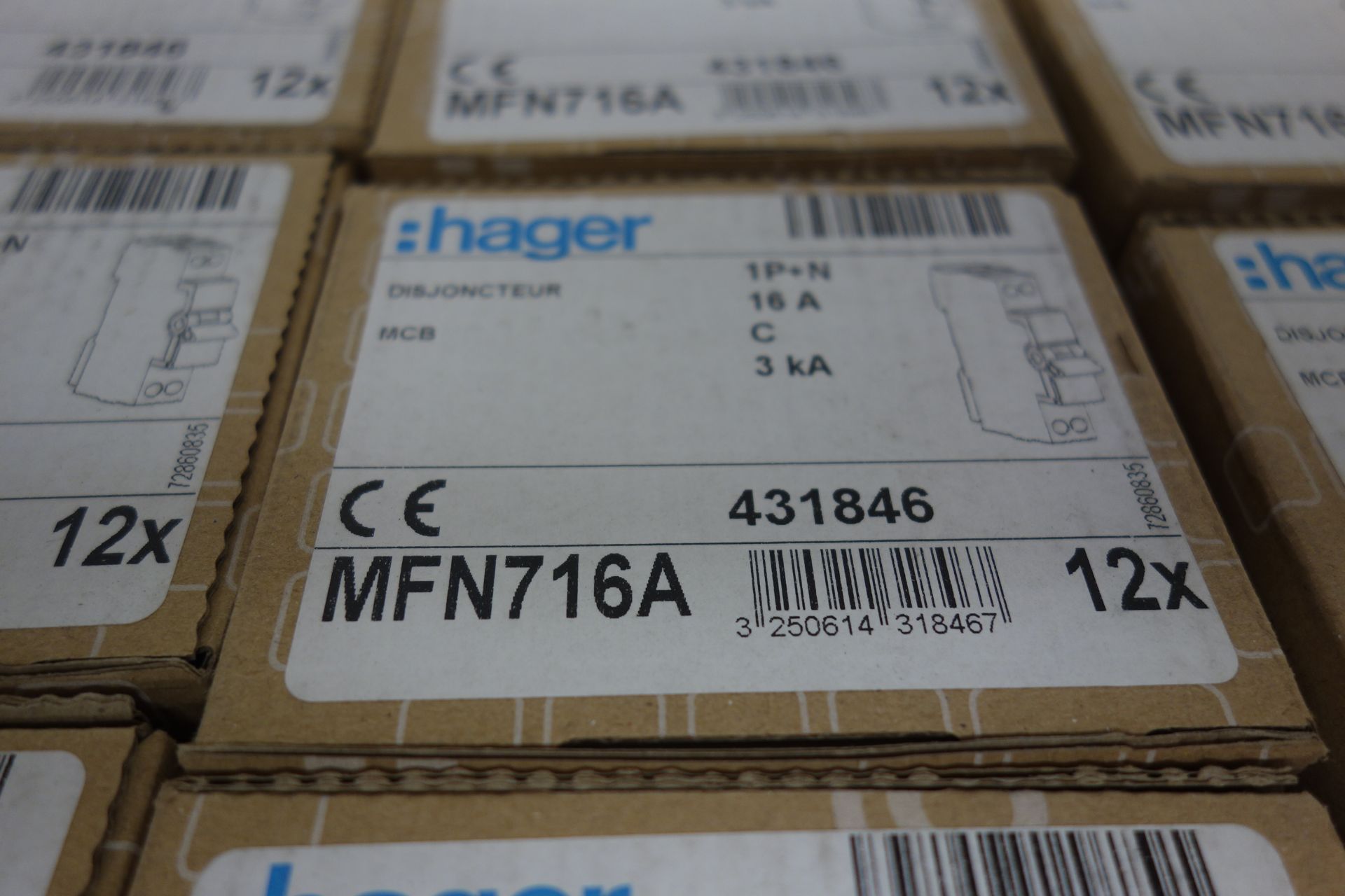 48 X Hager MFN716A MCBS 1P + N 16A Type C 6KA