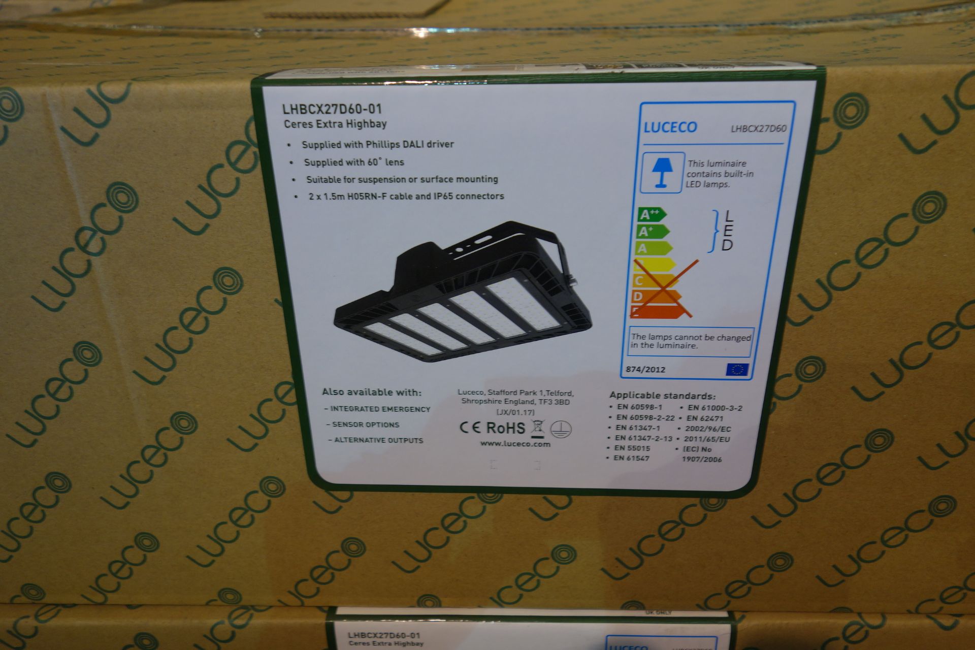 2 X Luceco LHBCX27D60-01 LED 195W Ceres Extra Highbays 140 Lumen 4000K Neutral White IP65 Black