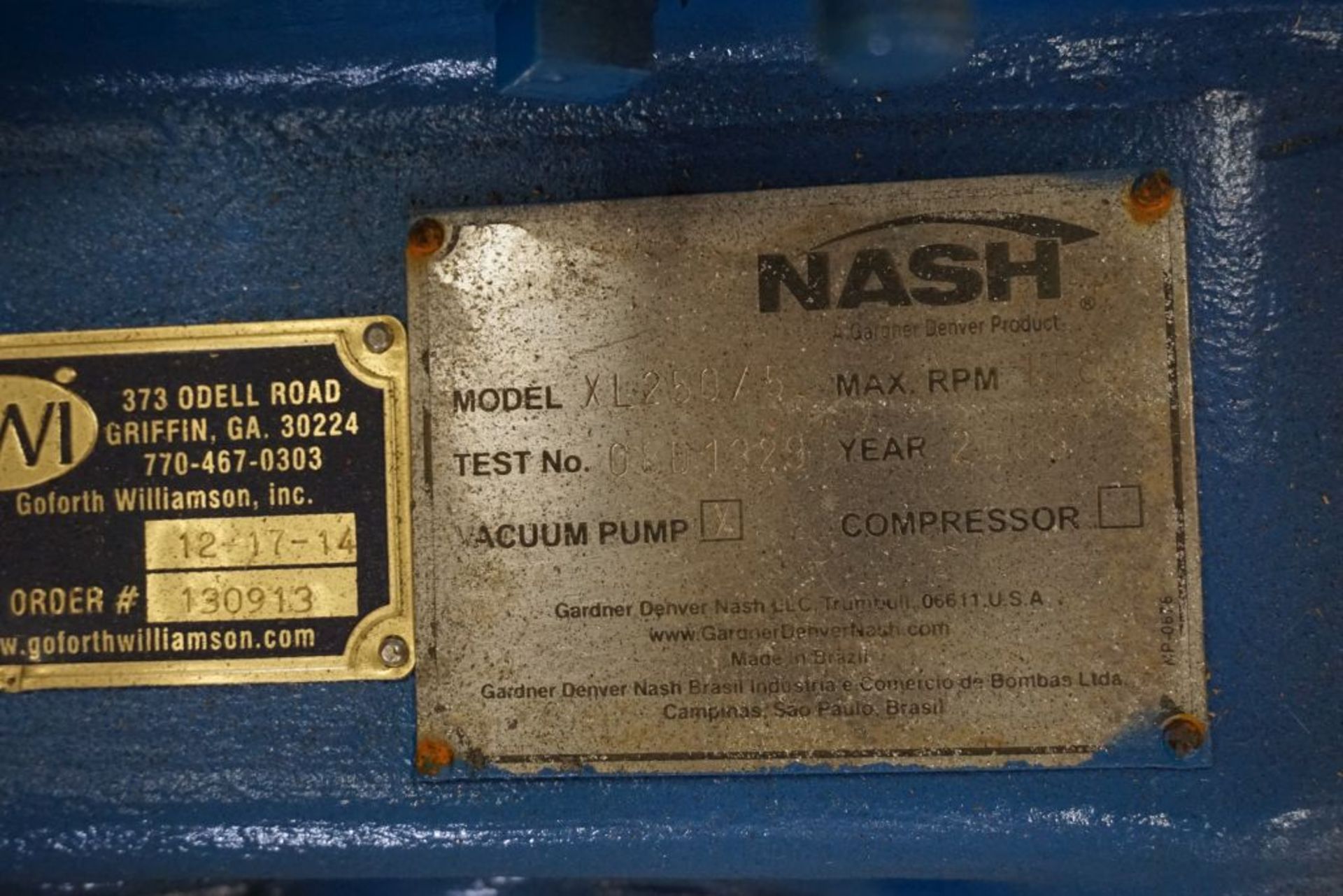 Nash Vacuum Pump|Model No. XL2505; 1080 RPM|Lot Loading Fee: $5.00 - Image 7 of 9