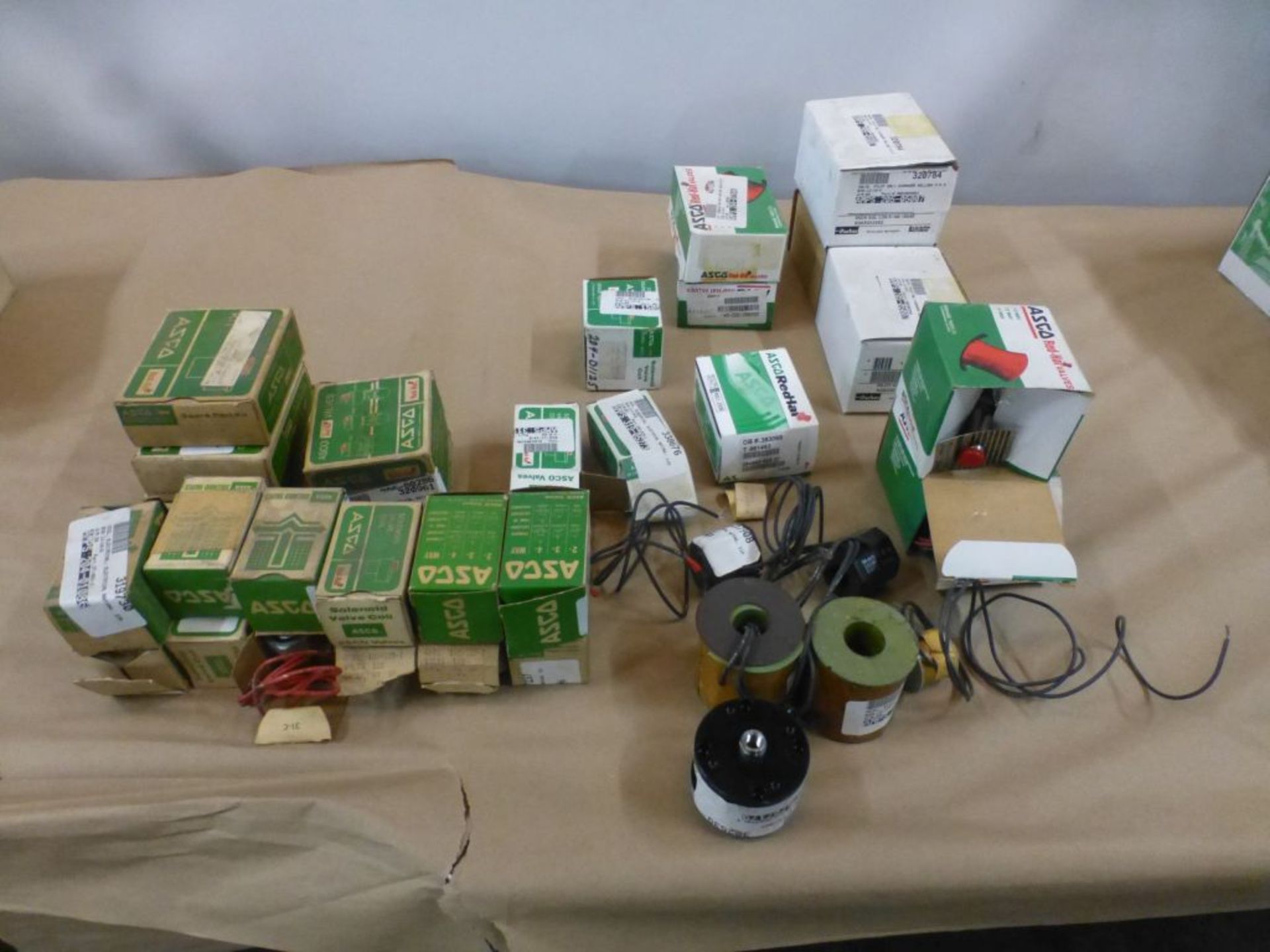 Lot of Approx (32) ASCO Components|Includes:; Coils; Valves; Pilot Valves|Lot Loading Fee: $5.00