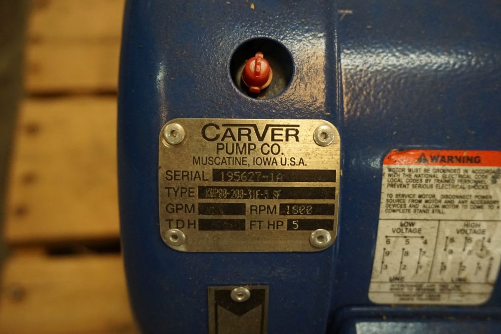 Carver Pump|Model No. KWP88-200-313-5 SF; 5 HP; 230/460V|Lot Loading Fee: $5.00 - Image 8 of 9