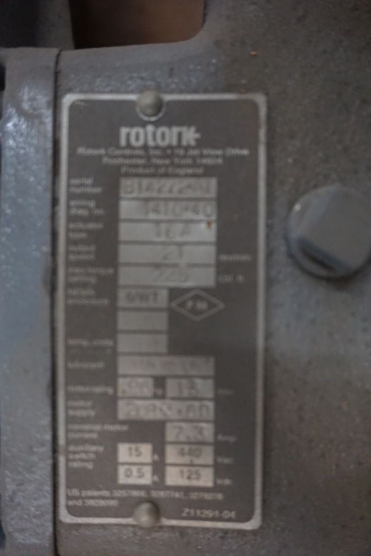 Rotork Valve Actuator|Type: 16A; 21 RPM; Max Torque: 225|Lot Loading Fee: $5.00 - Image 7 of 8