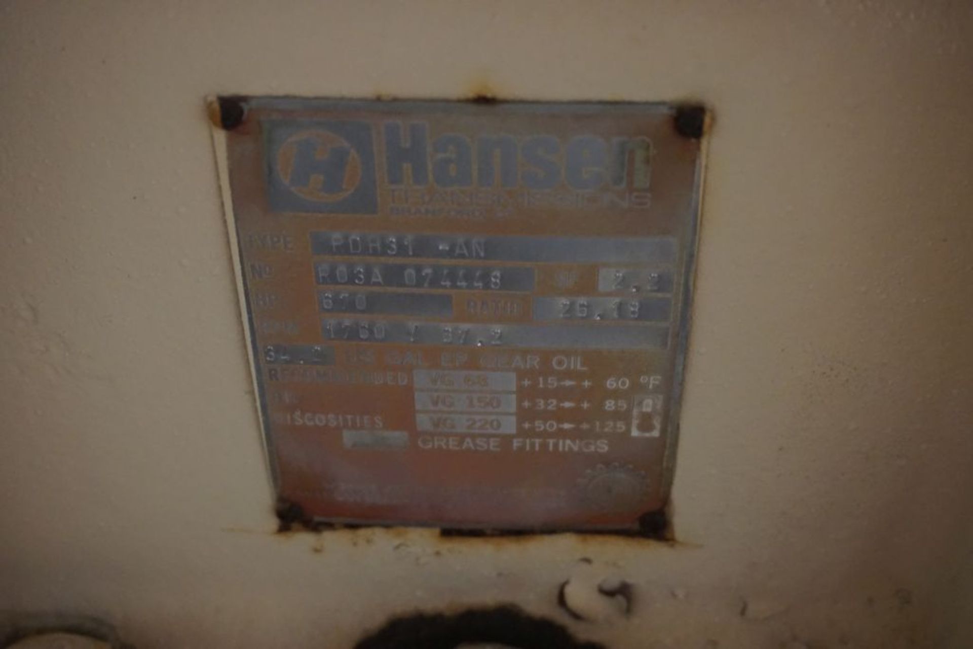 Hansen Gearbox|Type: RDH31-AN; SF: 2.2; 670 HP; Ratio: 26.18; RPM: 1780/67.2|Lot Loading Fee: $5.00 - Image 8 of 8