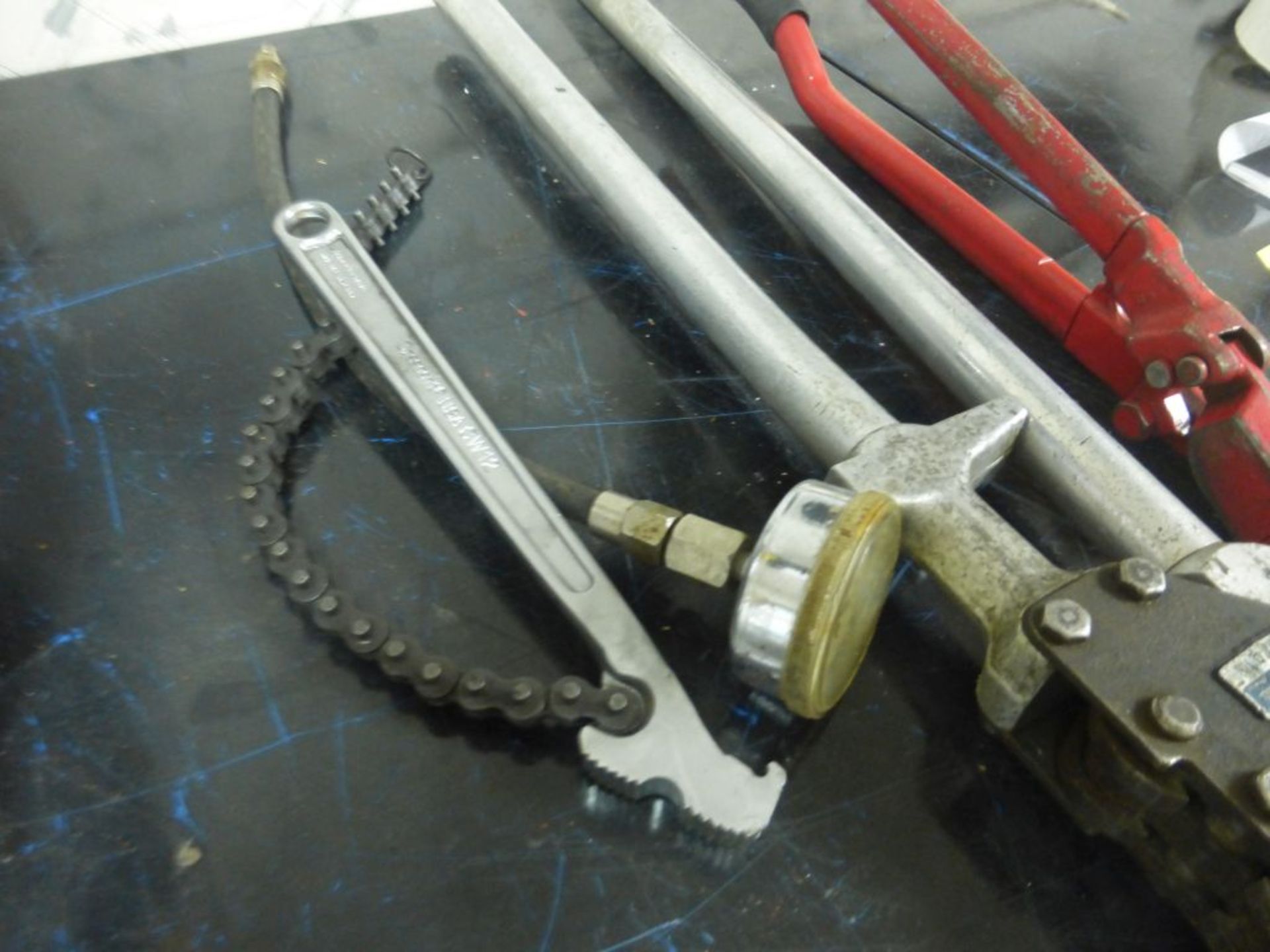 Lot of Assorted Tools|Includes:; Banding Cutter and Crimper; Chain Wrench; Gauge - Image 4 of 4