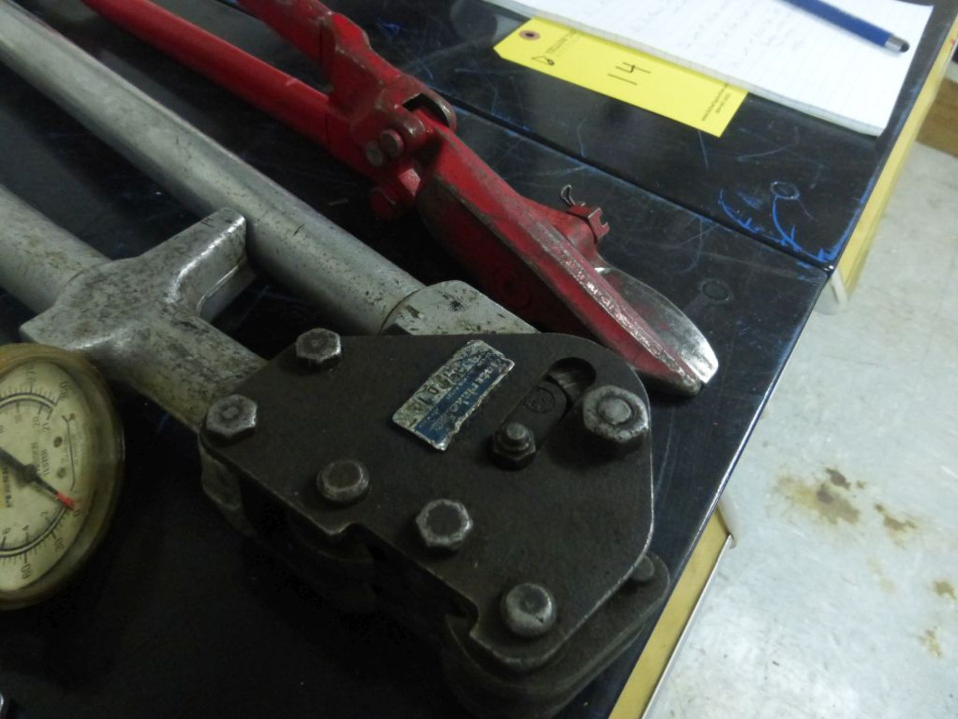 Lot of Assorted Tools|Includes:; Banding Cutter and Crimper; Chain Wrench; Gauge - Image 3 of 4