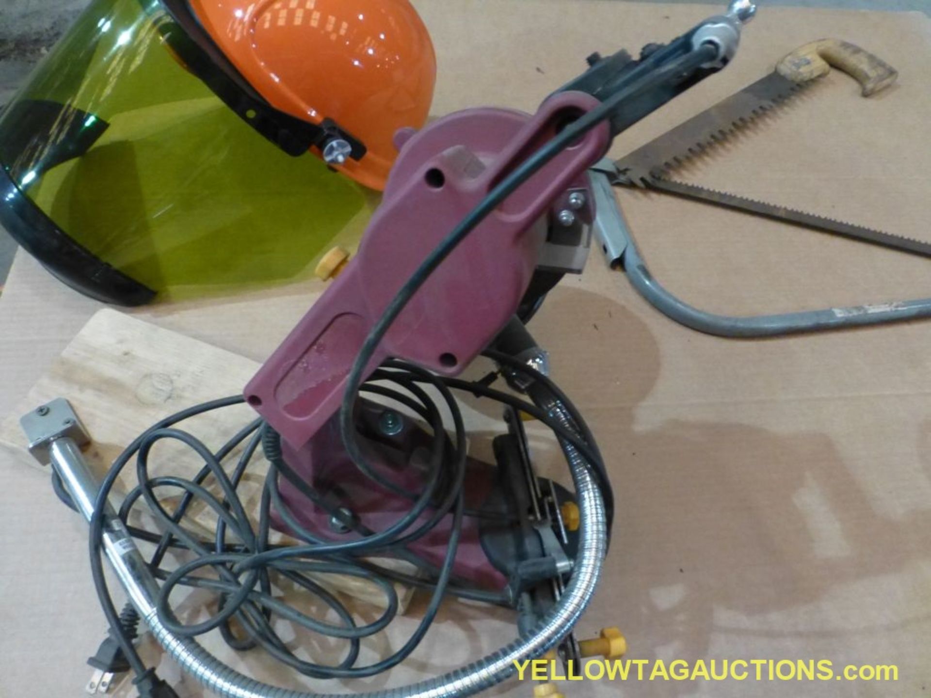 Lot of Assorted Tools | Includes:; Hand Saw; Electric Chain Saw Sharpener; Helmet - Image 3 of 6