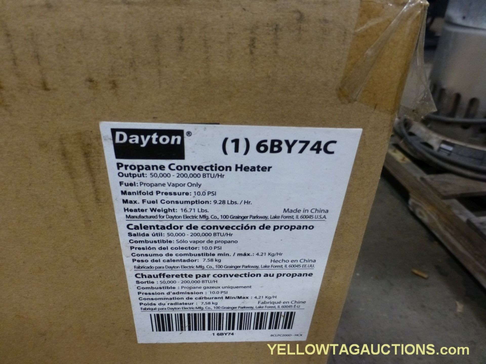 Lot of (3) Dayton Propane Gas Fired Convection Heaters | Model No. 6B474C; 50,000-200,000 BTU/HR; In - Image 3 of 6