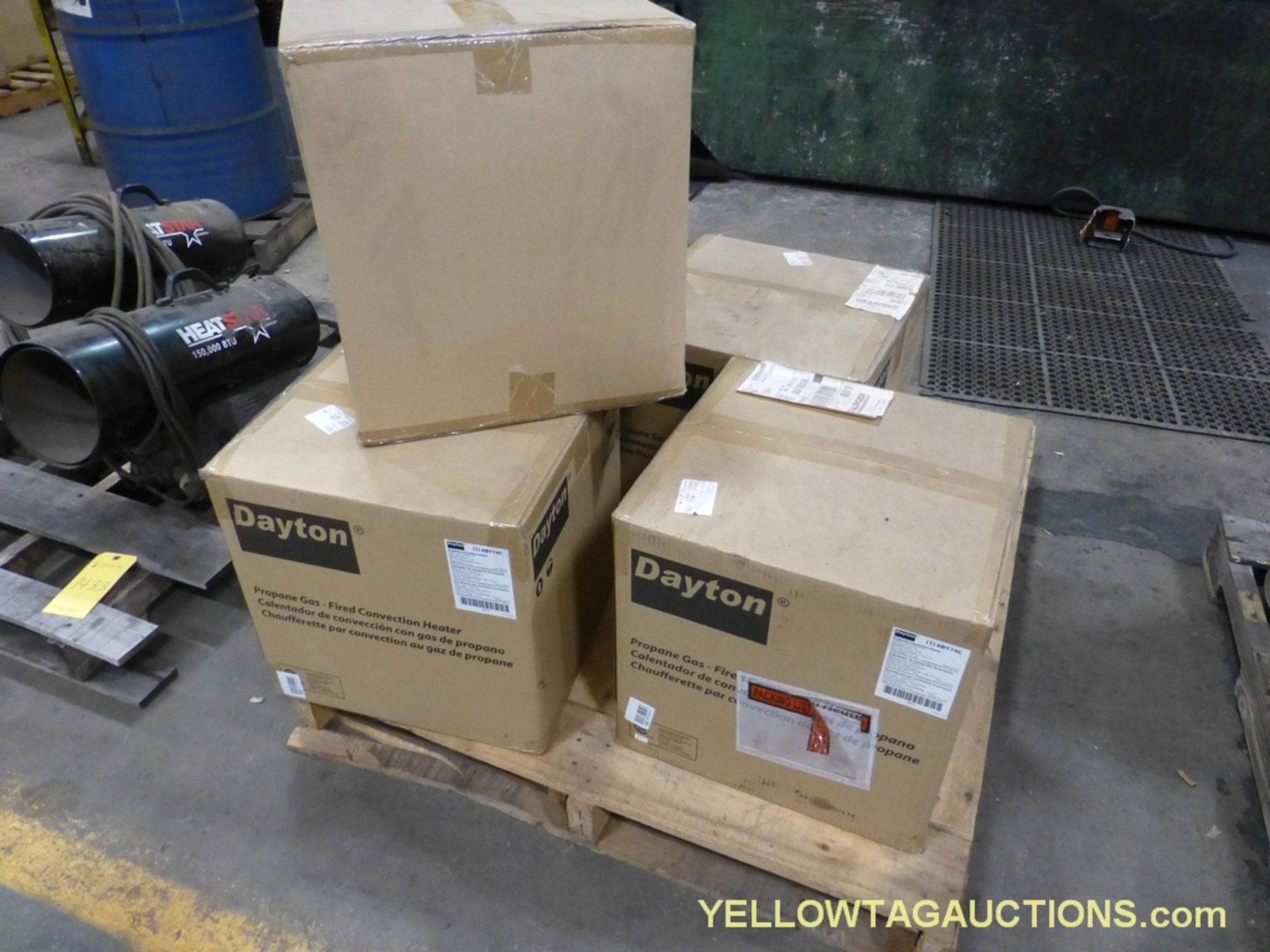 Lot of (3) Dayton Propane Gas Fired Convection Heaters | Model No. 6B474C; 50,000-200,000 BTU/HR; In