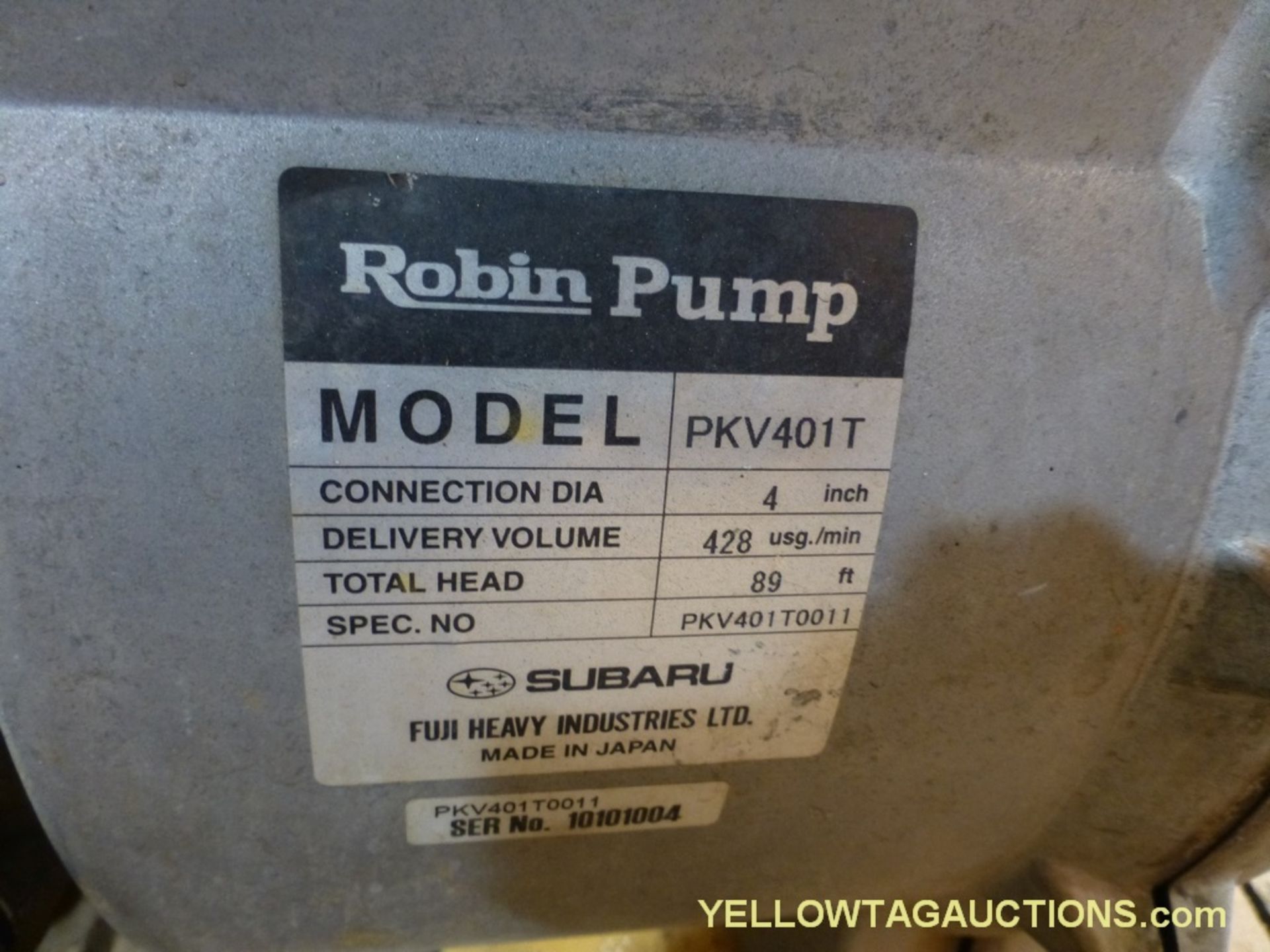 Robin Pump Gas Powered Self Priming Trash Pump | Model No. PKV40IT; Connector Diameter: 4"; Delivery - Image 6 of 6