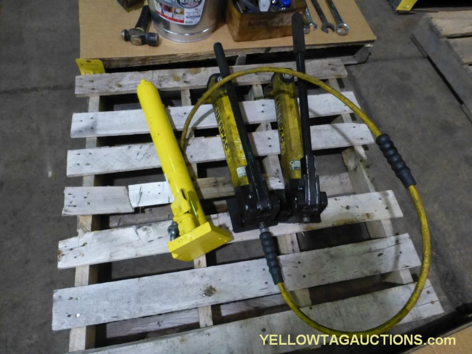 Lot of (3) Assorted Components | (2) Enerpac Hydraulic Hand Pumps; (1) Floor Jack