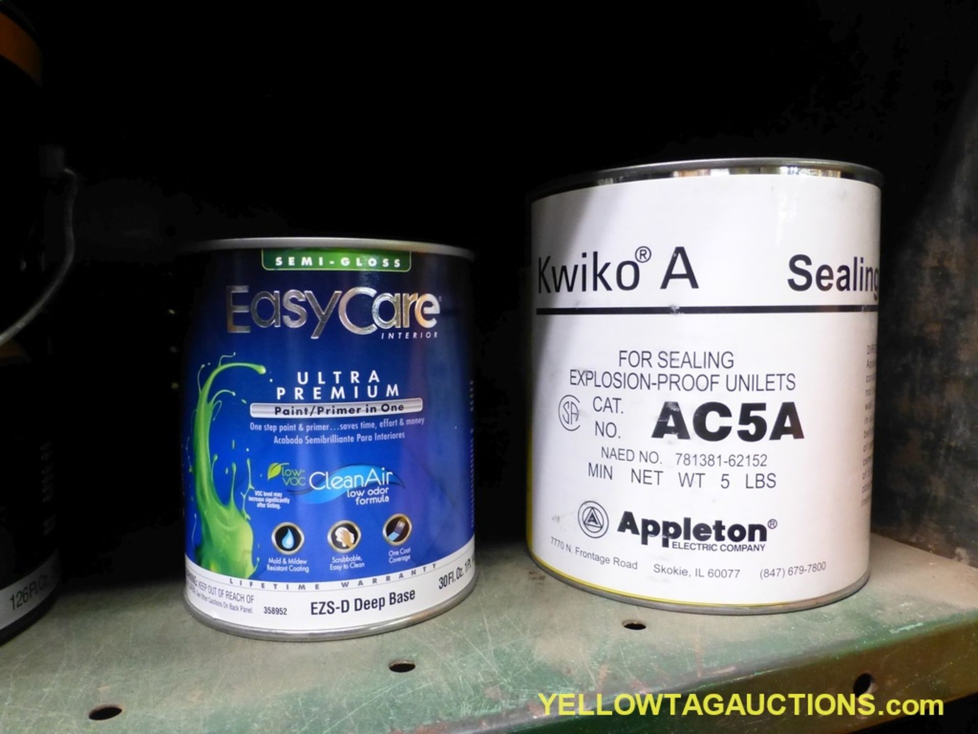 Shelves w/Contents | Includees:; Easy Care Paint; Kwiko Sealing Cement Asbestos Free; Pneumatic Pump - Image 3 of 12
