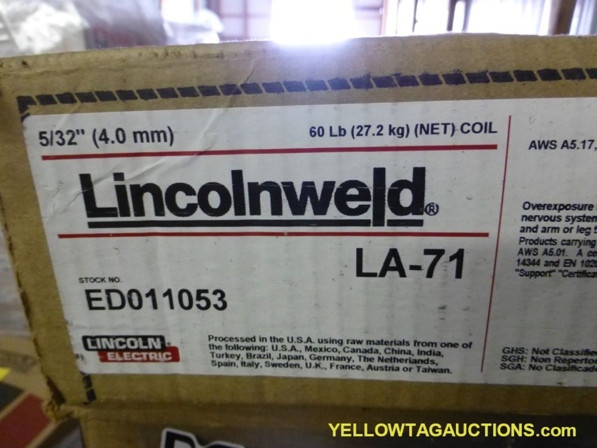 Lot of (54) Boxes of Lincoln Electric Lincolnweld L-S3 Welding Wire | Model No. ED015 248; New Surpl - Image 5 of 5