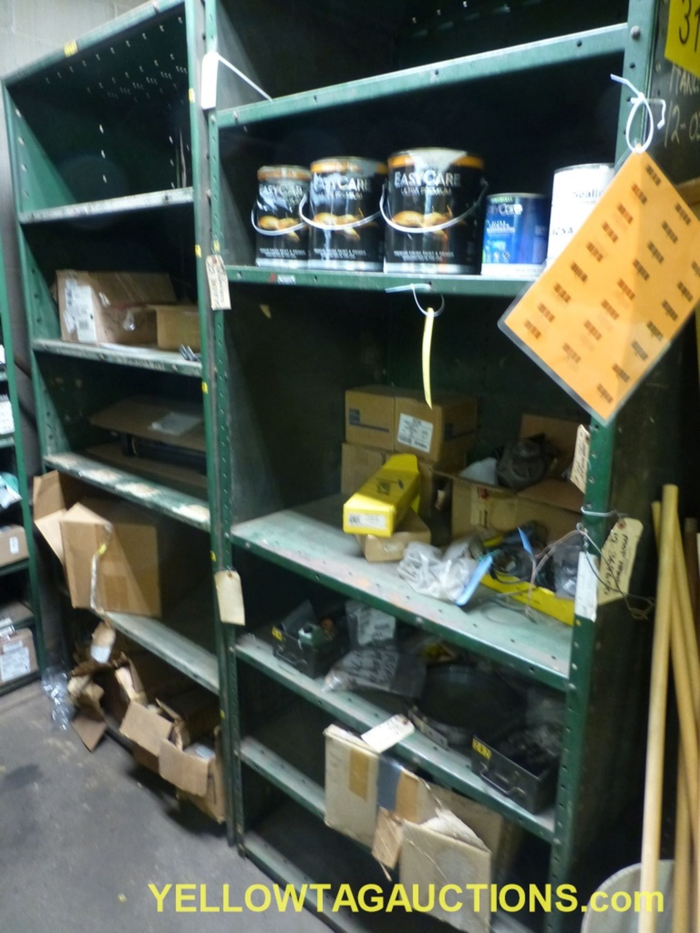 Shelves w/Contents | Includees:; Easy Care Paint; Kwiko Sealing Cement Asbestos Free; Pneumatic Pump