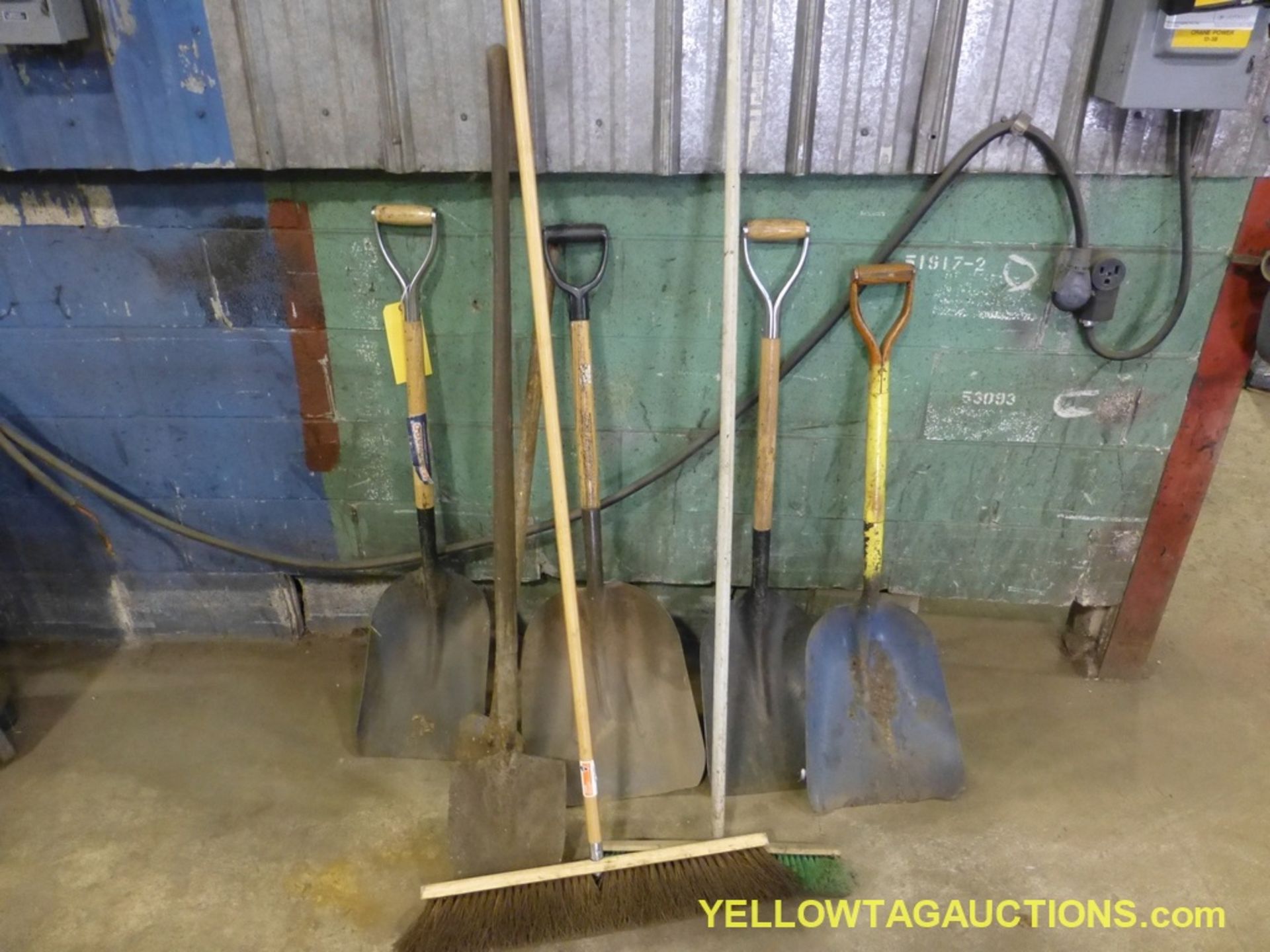 Lot of Assorted Shovel and Push Broom