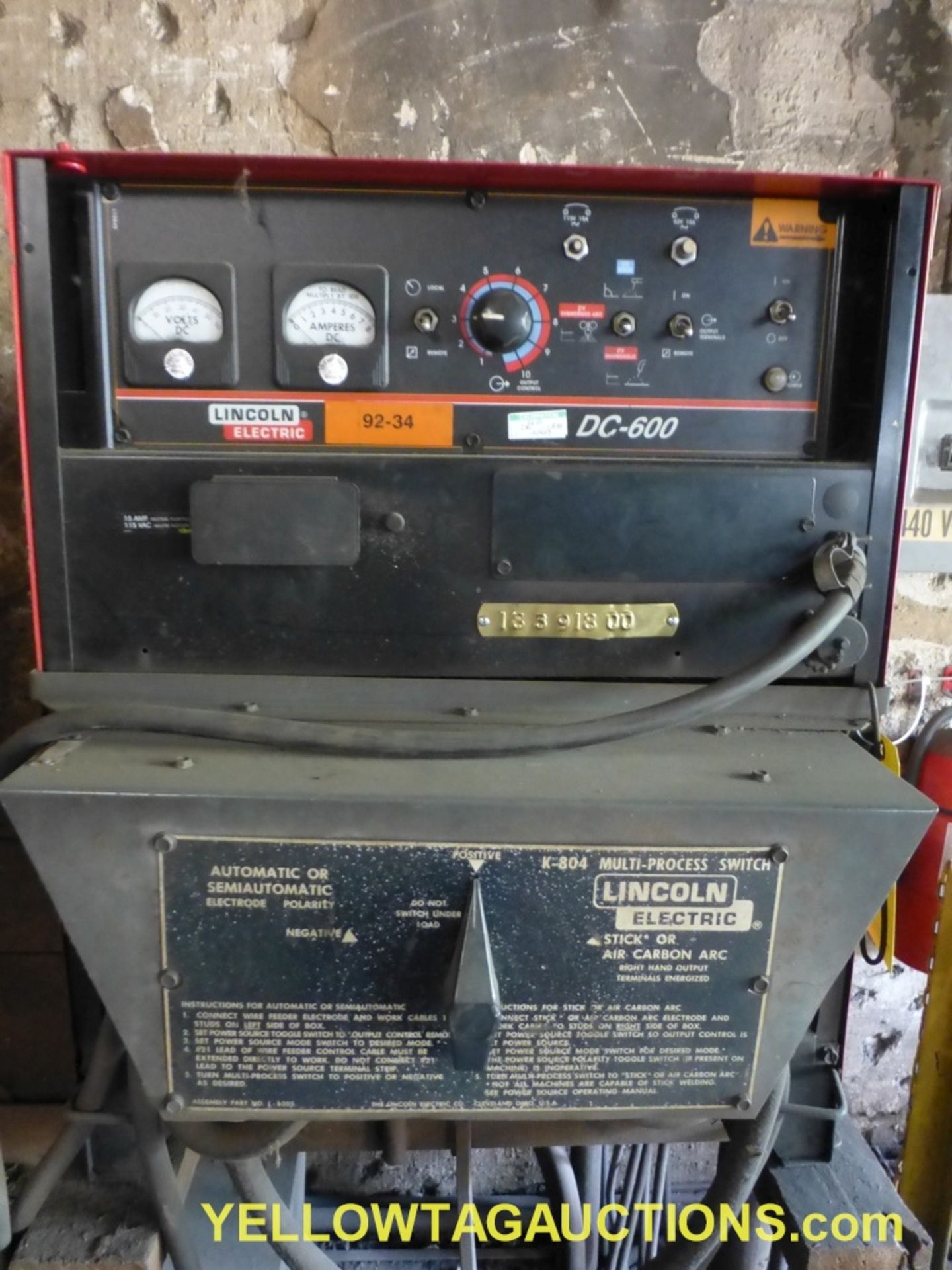 Lot of (2) Lincoln Components | (1) Lincoln Electric DC 600 Welder w/Multiprocess Switch; (1) Lincol - Image 4 of 14