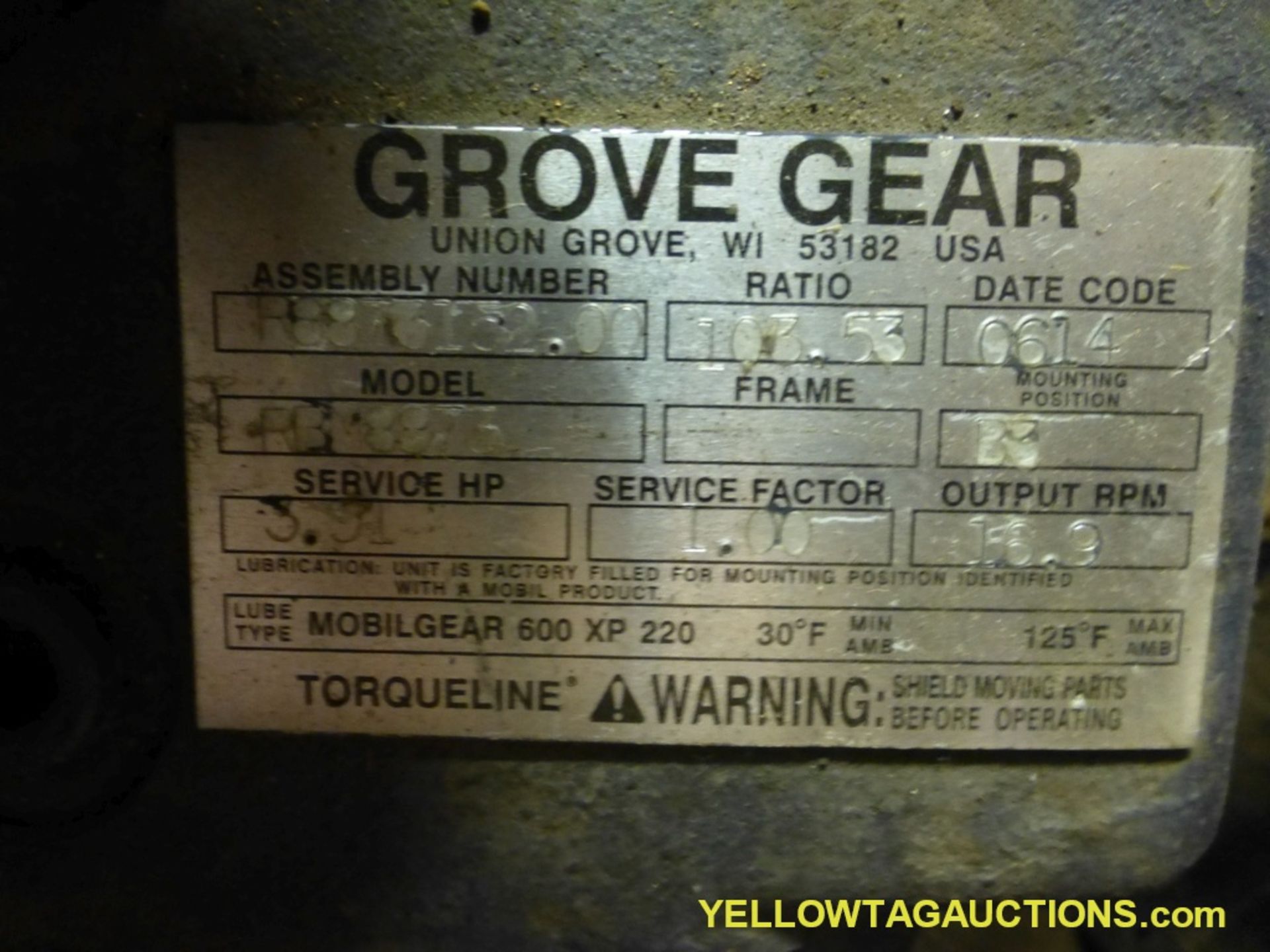 Lot of (5) Assorted Gear Boxes | (1) Grove Gear Model No. RBN8873, Ratio: 103.53, Service: 3.91 HP, - Image 5 of 13