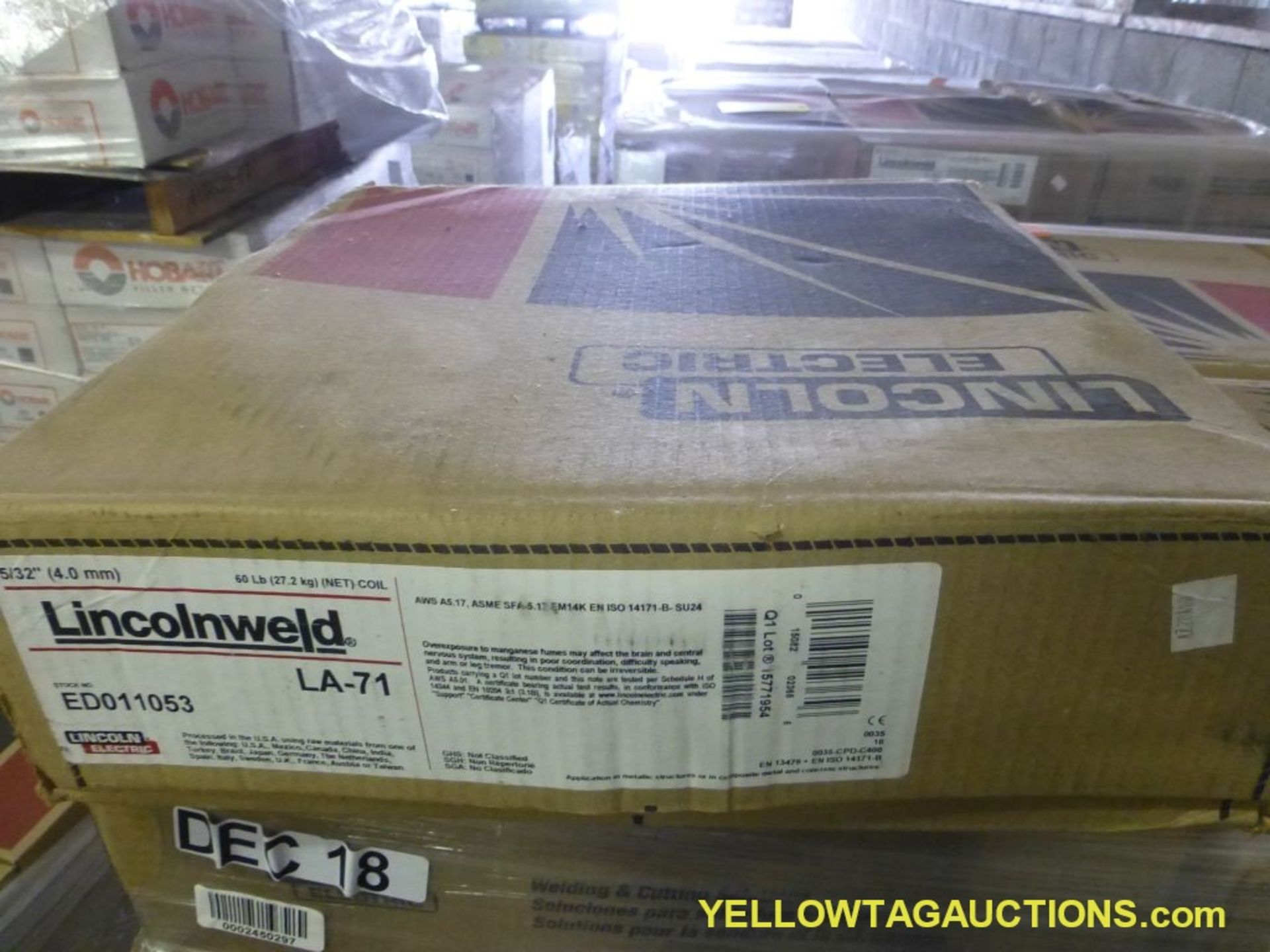 Lot of (54) Boxes of Lincoln Electric Lincolnweld L-S3 Welding Wire | Model No. ED015 248; New Surpl - Image 4 of 5