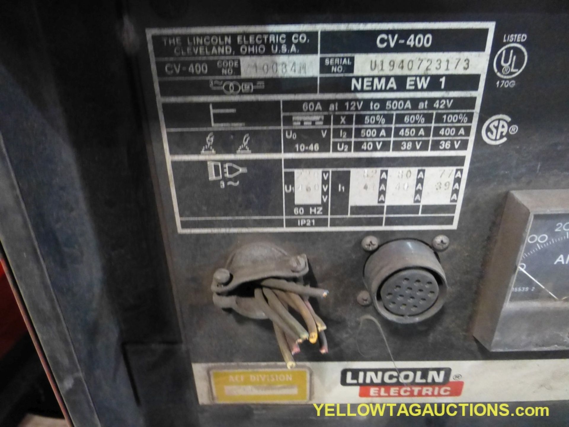 Lot of (2) Lincoln Electric CV-400 Welder | Model No. CV-400; Code: 10084M; 60A at 12V to 500A at 42 - Image 3 of 8