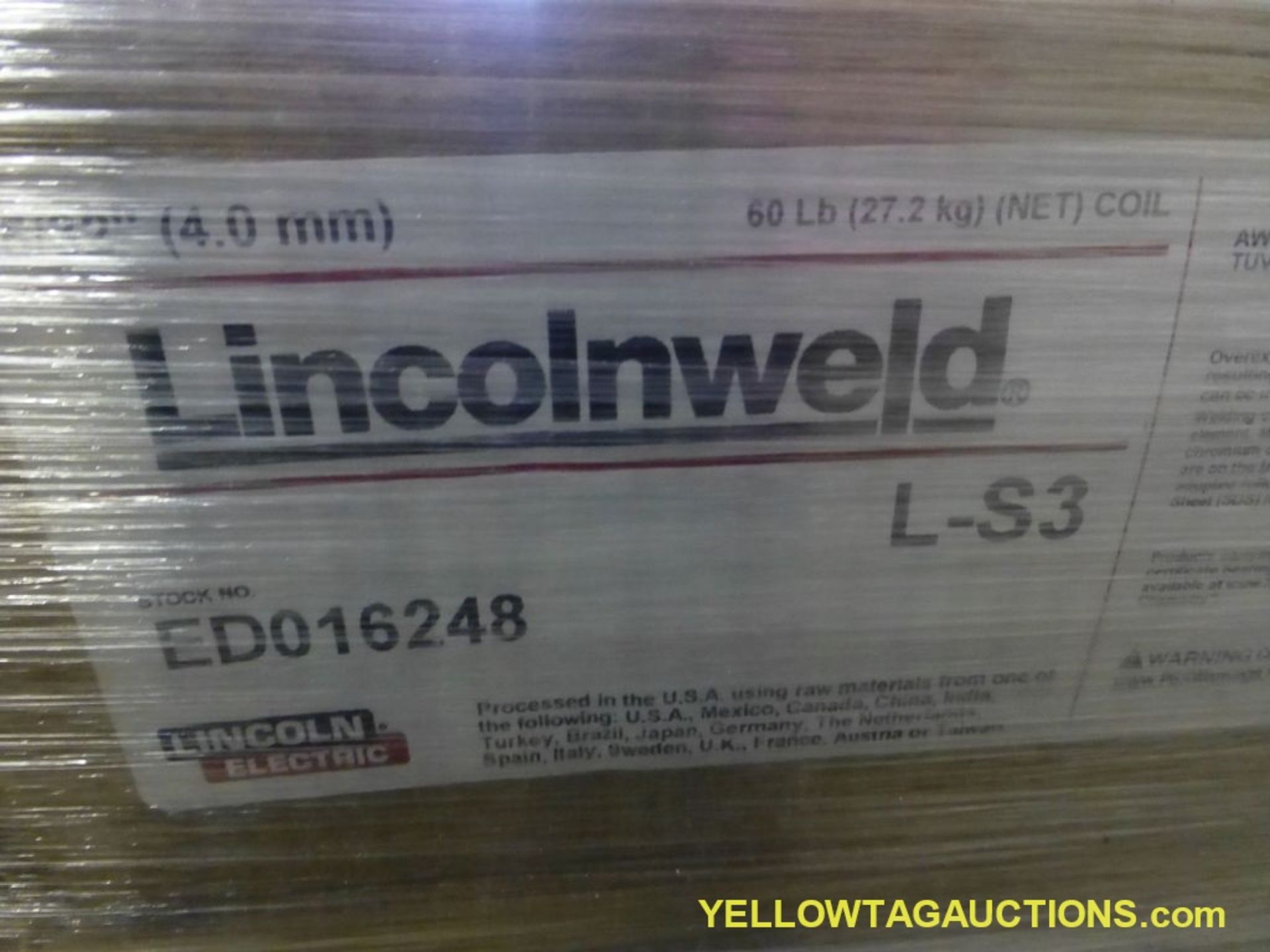 Lot of (54) Boxes of Lincoln Electric Lincolnweld L-S3 Welding Wire | Model No. ED015 248; New Surpl - Image 3 of 5
