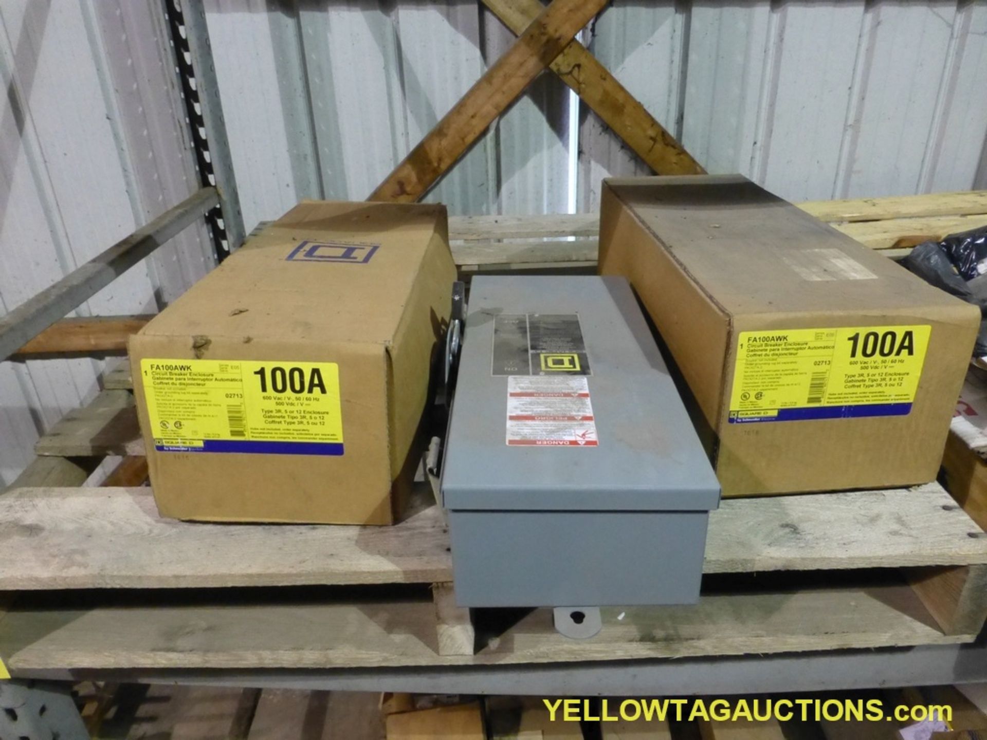 Lot of (3) Square D Circuit Breaker Enclosures | Model No. FA100AWK; 100A; 600 VAC; 500 VDC