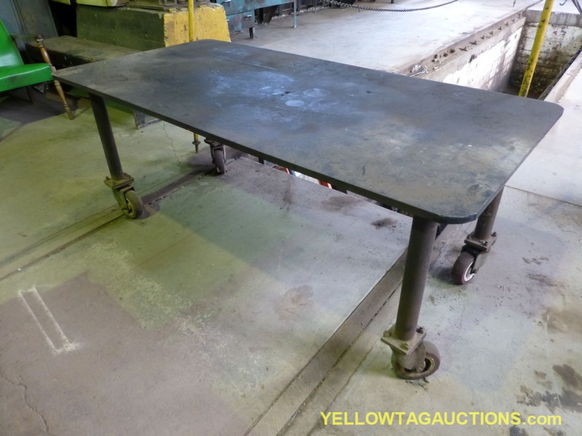 Metal Work Table on Wheels | 6'L x 3'W x 2-1/2H