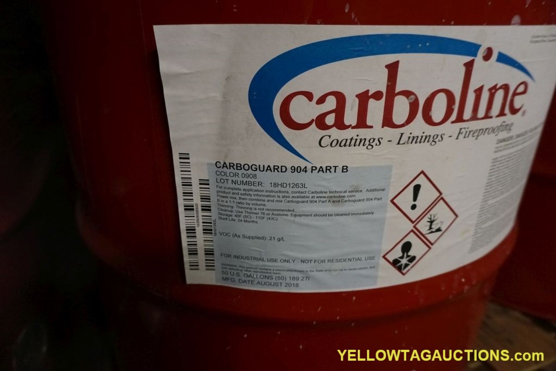Lot of Approx. (36) 55 Gallon Drums of Carboline Coating | Includes: Black C900, Color 0908 - Image 4 of 15