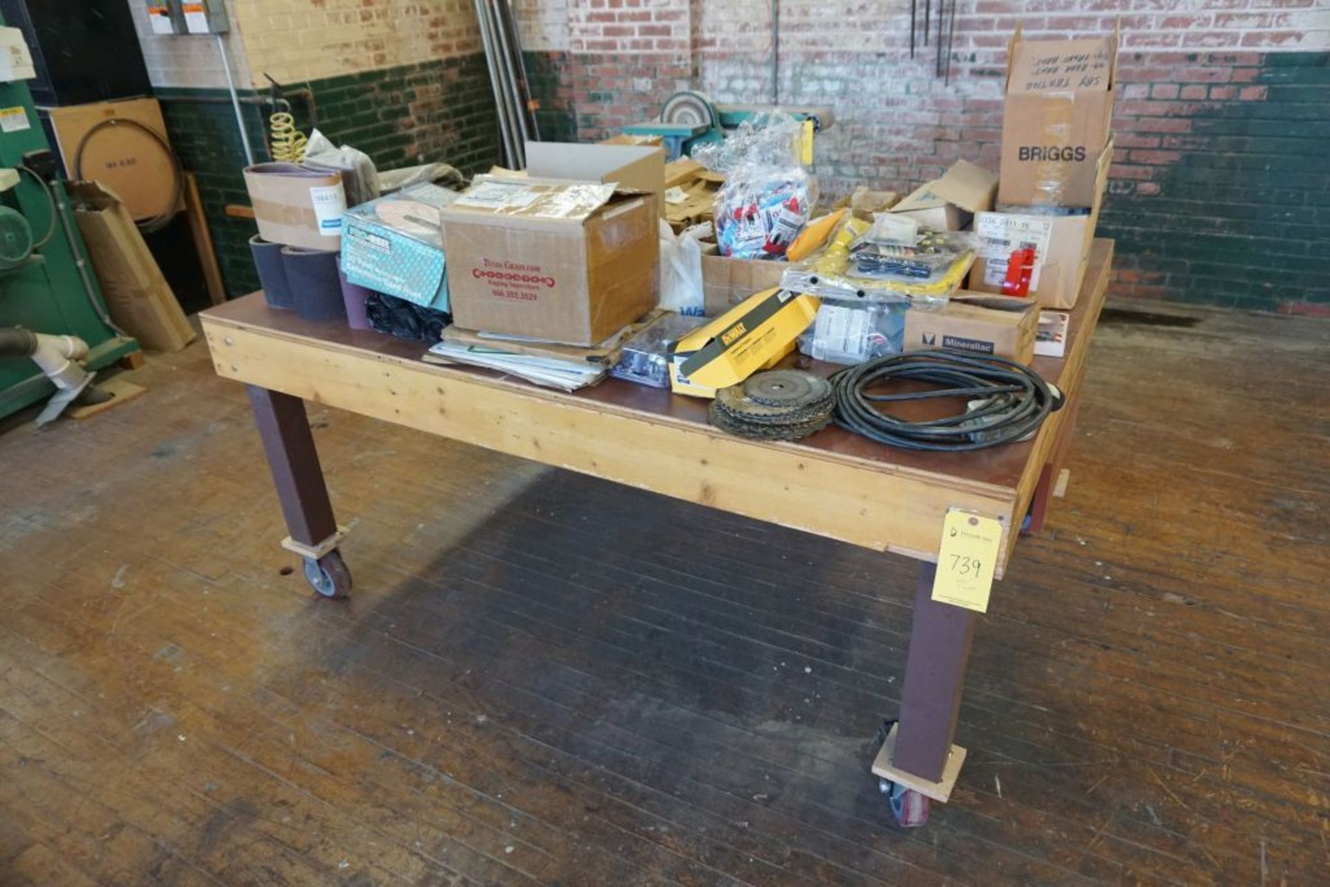 Table w/Contents|Includes:; Hardware; Abrasives; etc.|Lot Tag: 739