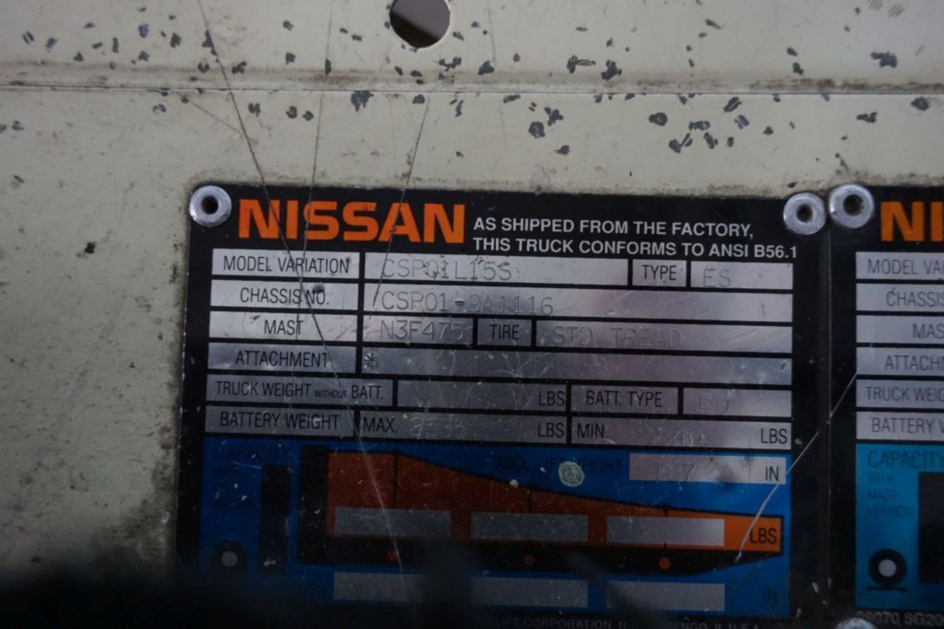 Nissan 48V Electric Forklift|2,470 lb Capacity; 1625 lb Residual Capacity; *Delayed Removal* - Image 8 of 14