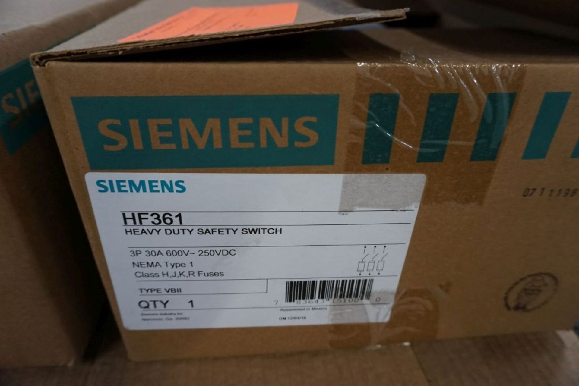 Lot of (2) Siemens Heavy Duty Safety Switches|Model No. HF361; 30A; 3P|Lot Tag: 457 - Image 3 of 4