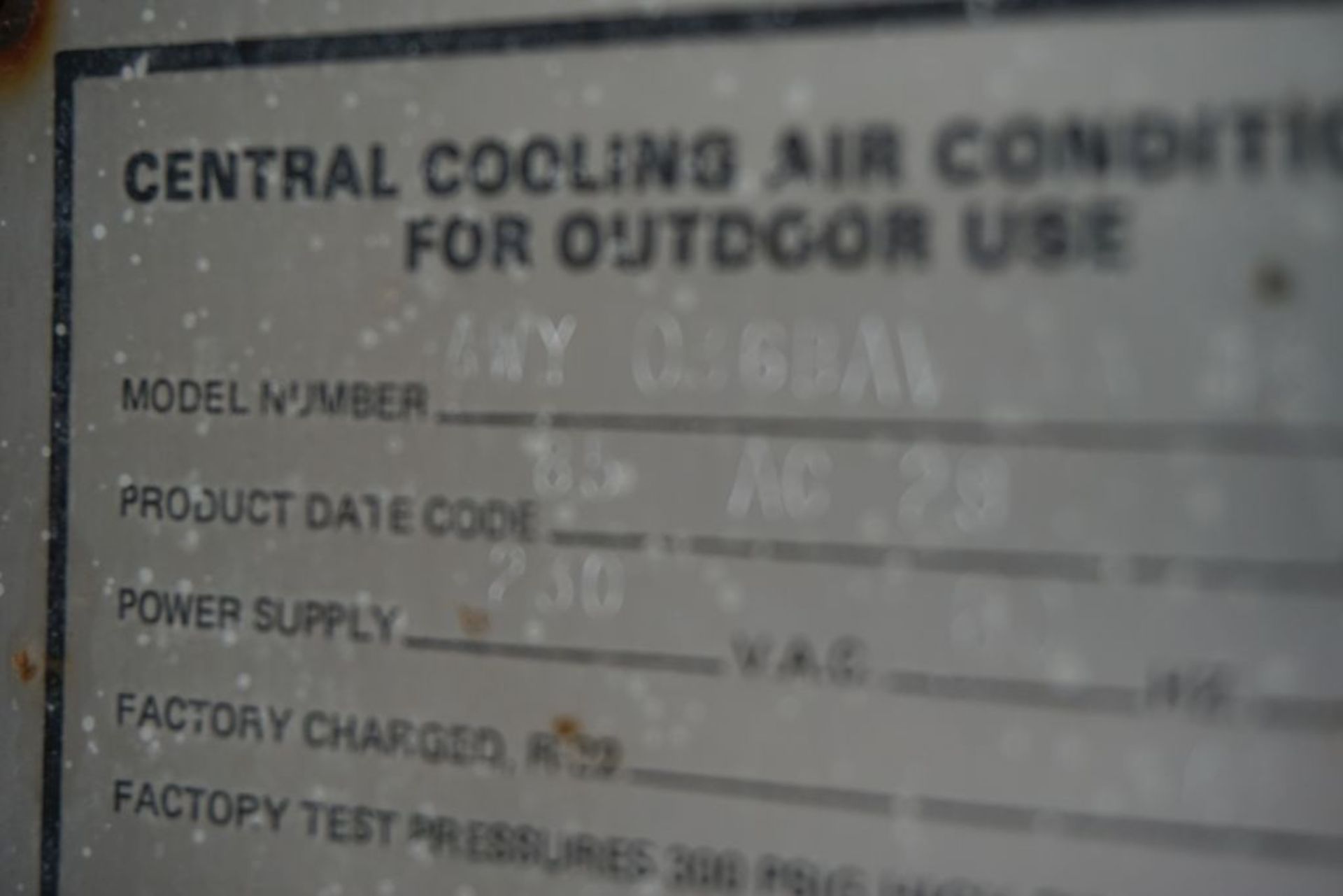 Centrail Cooling Air Conditioner|Model No. AWY 036BAV AA 15 01; 230VAC - Image 6 of 13