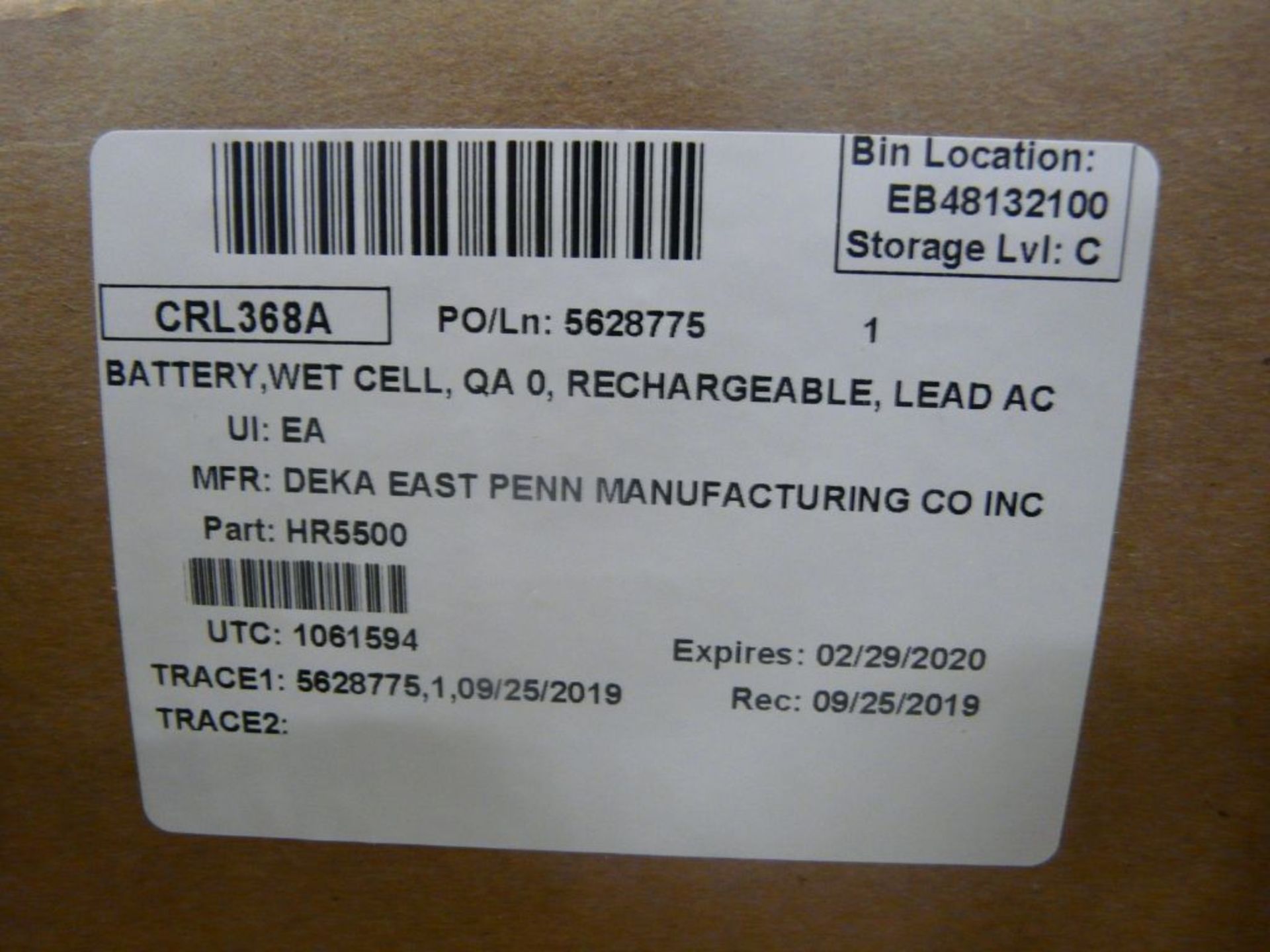 Lot of (6) Deka UPS Batteries|Part No. HR5500; Manuf. Date: 09/2019 - Image 2 of 4