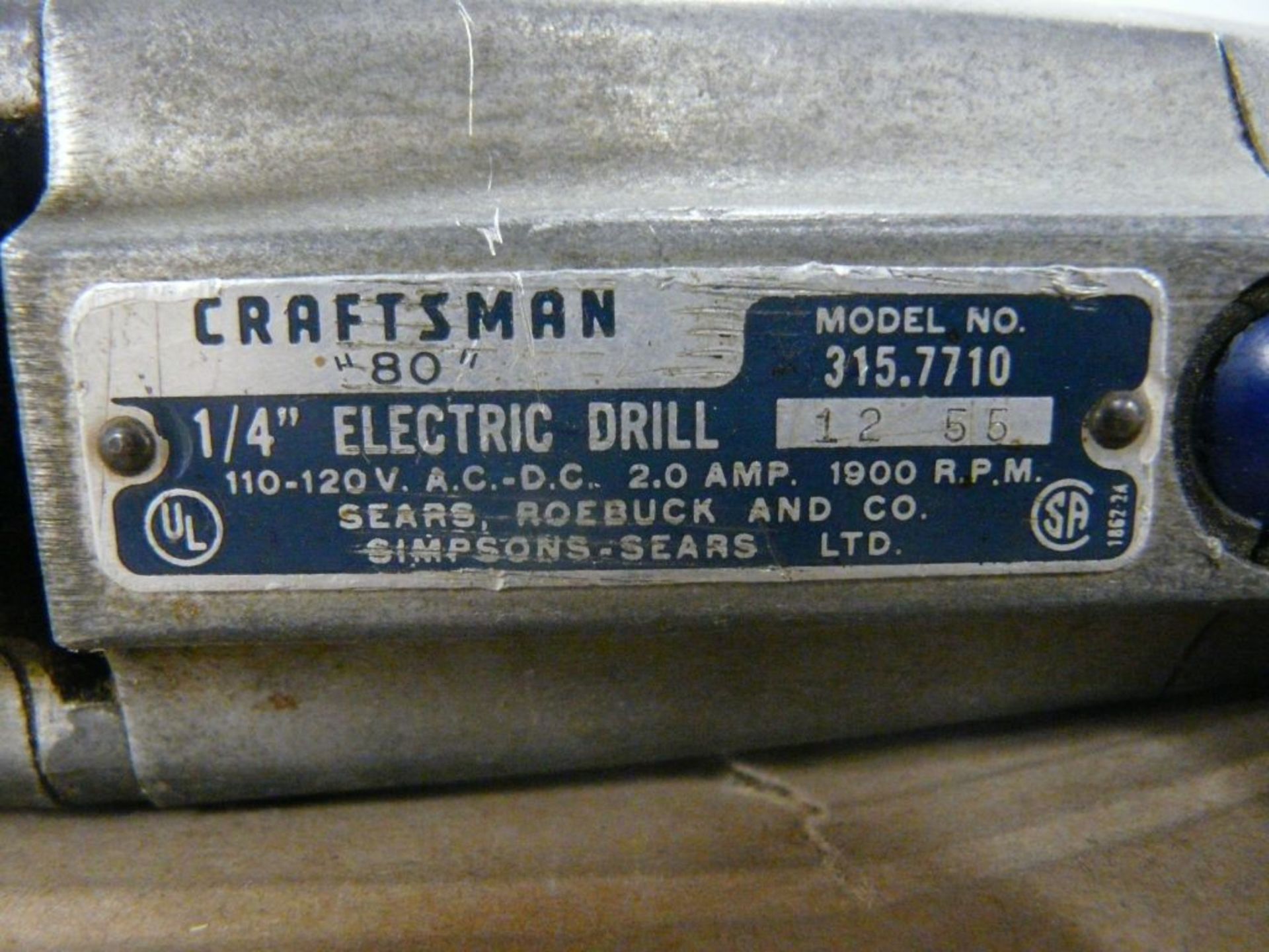 Craftsman Electric Drill|Model No. 315.7710; 1/4"; 120V - Image 2 of 3