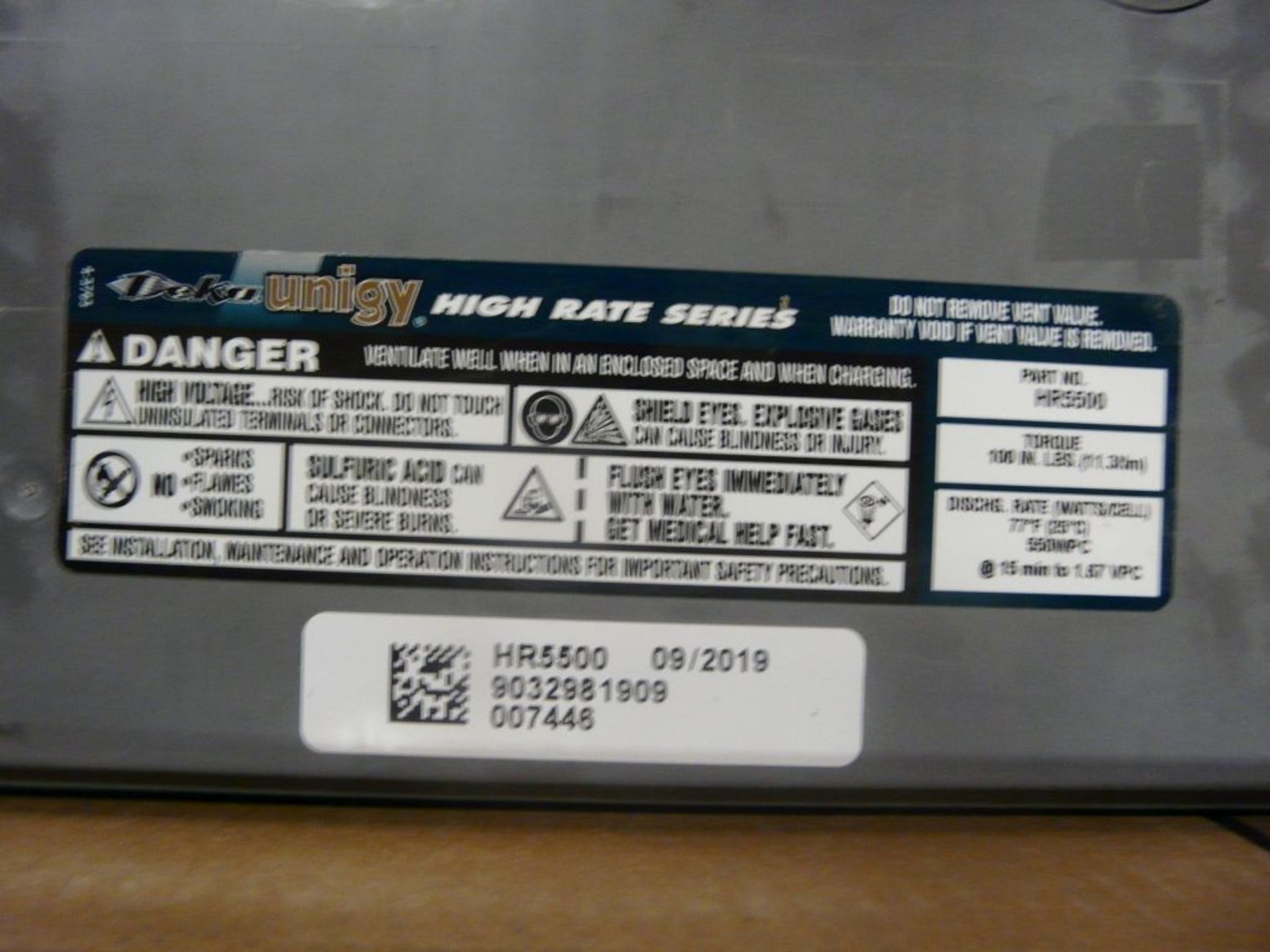 Lot of (6) Deka UPS Batteries|Part No. HR5500; Manuf. Date: 09/2019 - Image 3 of 4