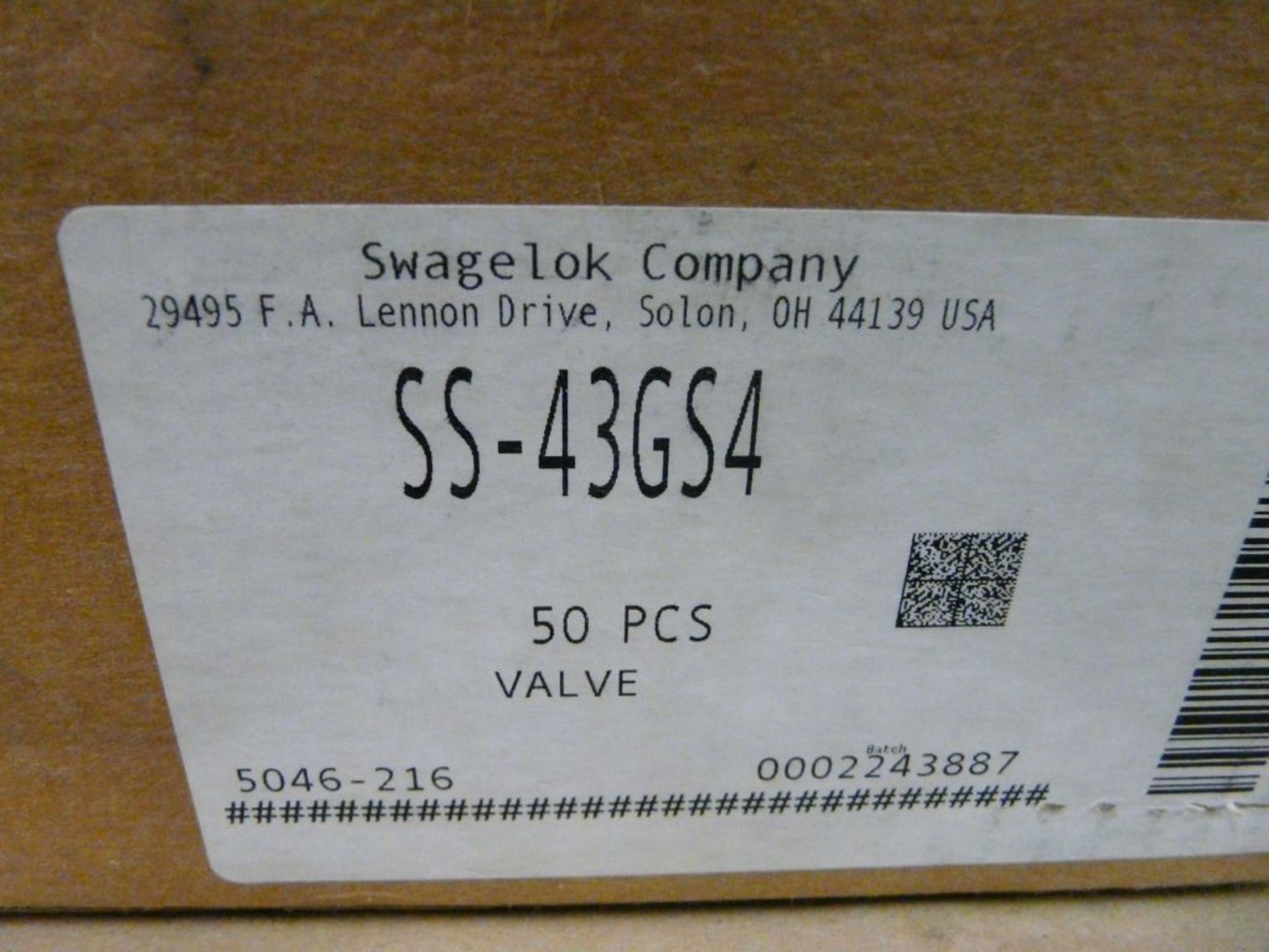 Lot of (50) Swagelok Valves|Part No. SS-43GS4 - Image 2 of 4