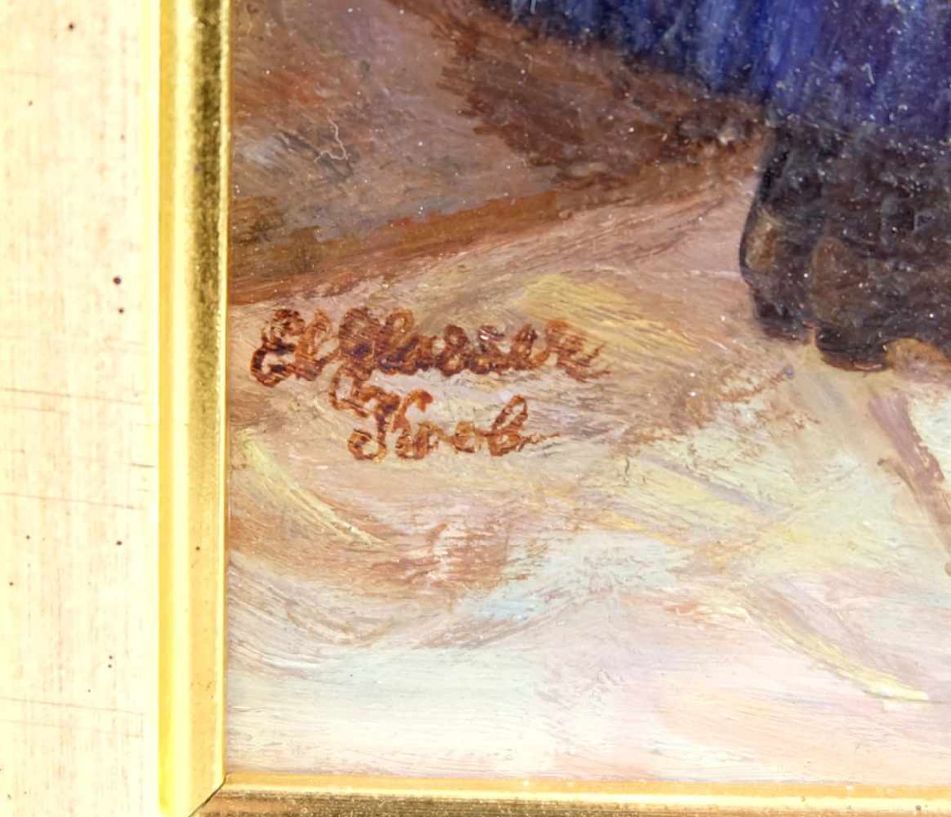 GLASSER, Elise, 19./20.Jh., Öl/ Holz, junge Frau am Brunnen, links unten signiert und bez., - Image 2 of 2