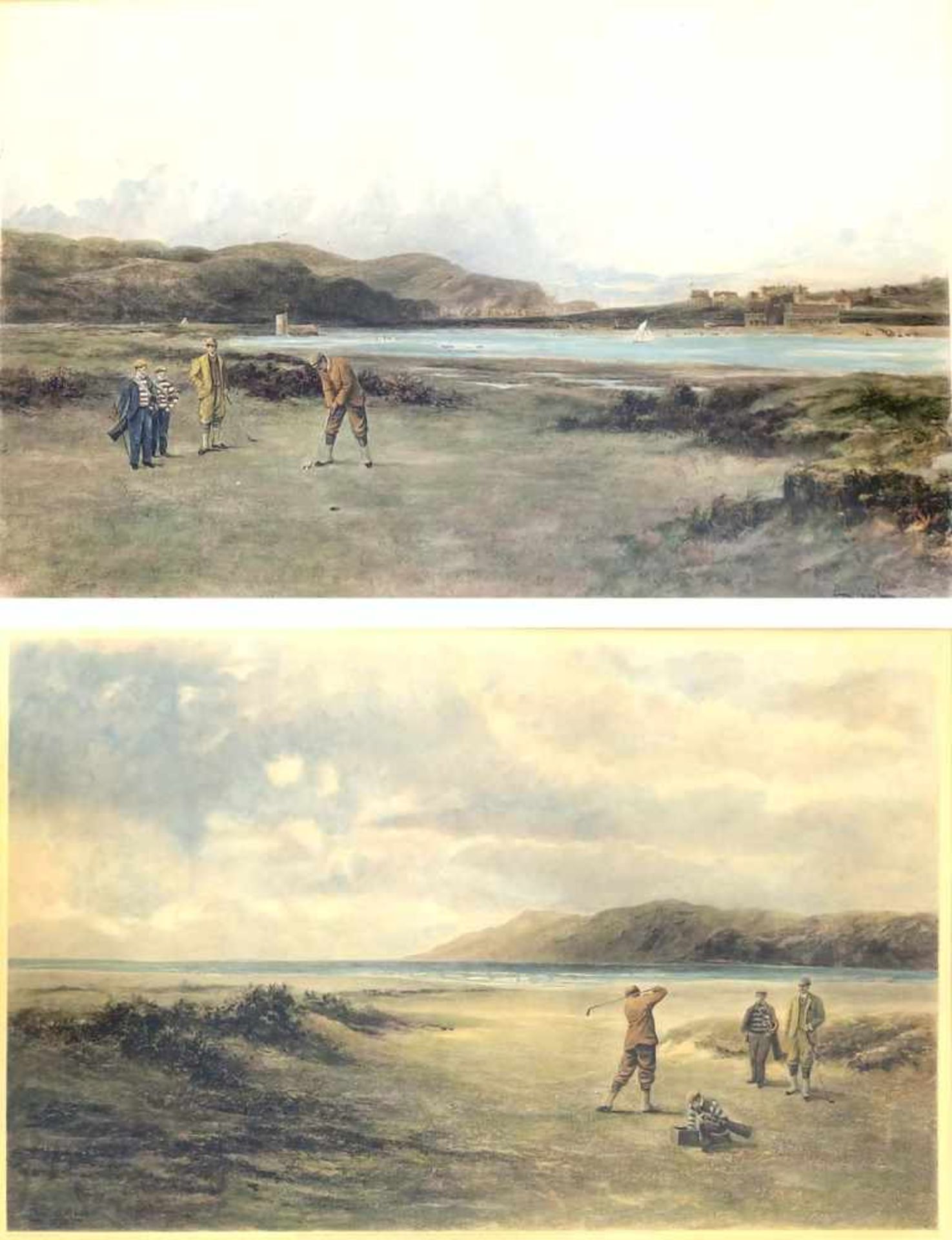 ADAMS, Douglas (*1853 †1920), Paar Lichtdrucke, Golfszenen, rechts unten drucksign, 39 x 62 cm,