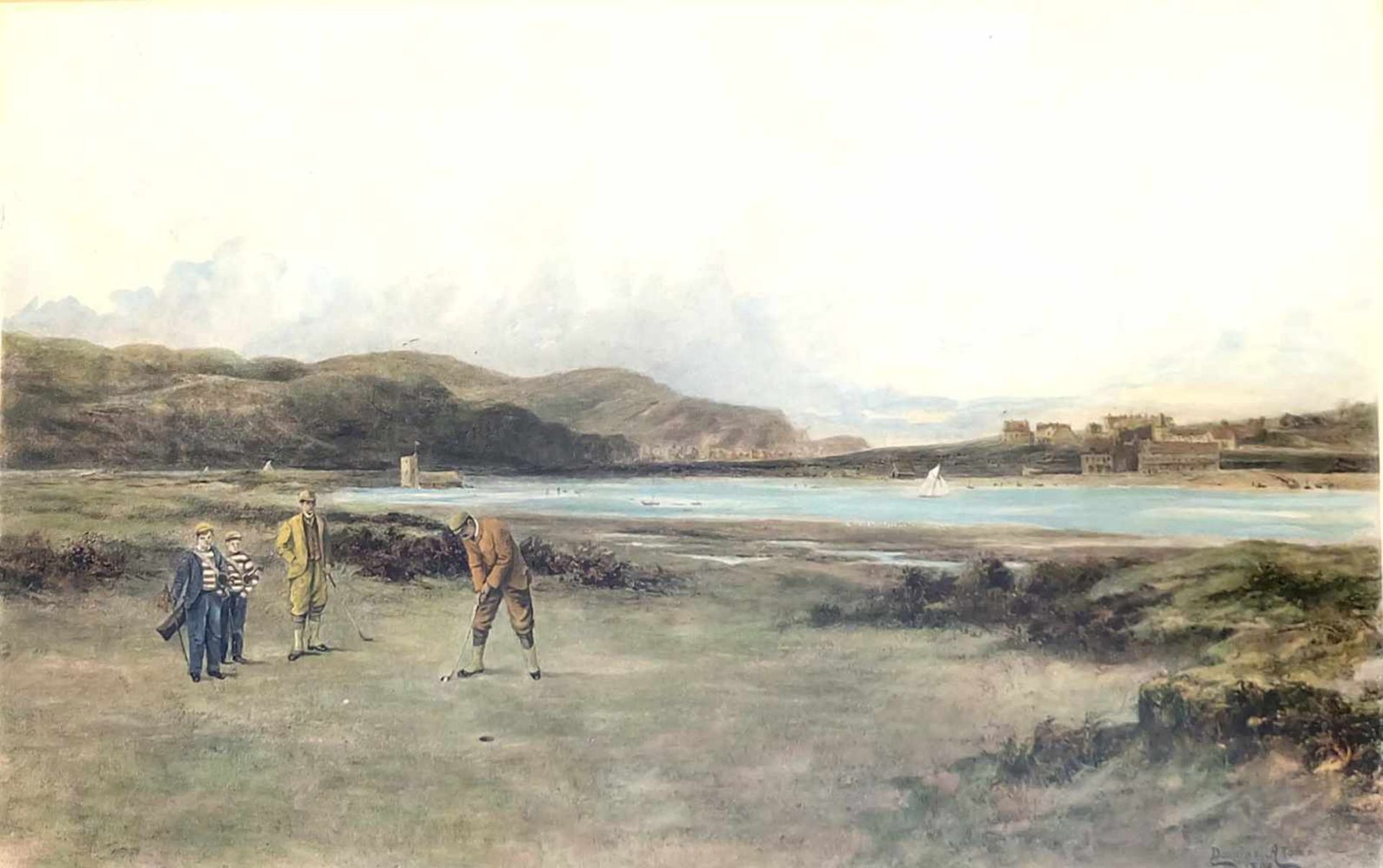 ADAMS, Douglas (*1853 †1920), Paar Lichtdrucke, Golfszenen, rechts unten drucksign, 39 x 62 cm, - Bild 2 aus 3