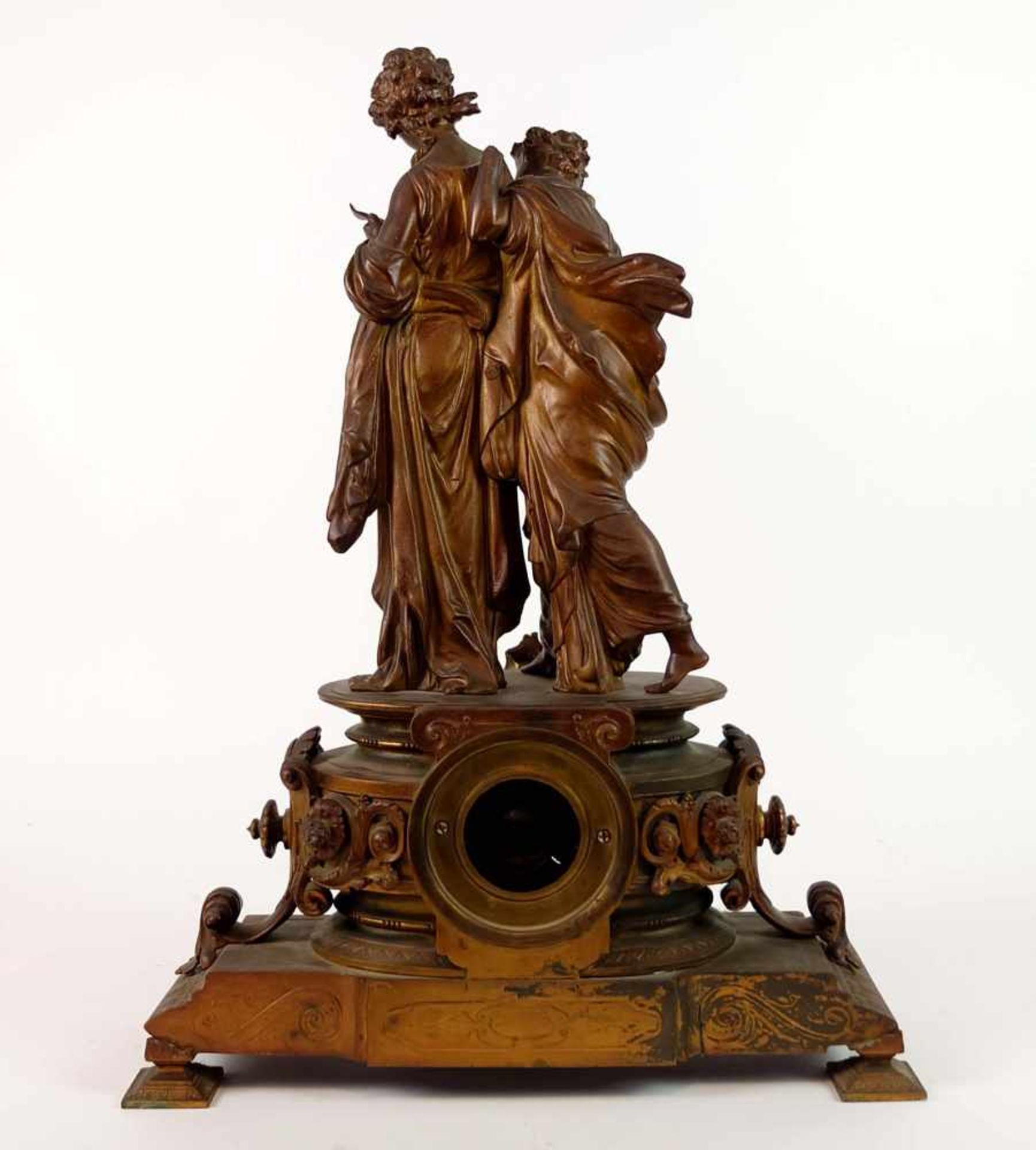 FIGURENUHR, Herst. Philippe H. Mourey (1840-1910), Frankreich, um 1900, Zinkgussgehäuse und - Bild 3 aus 3