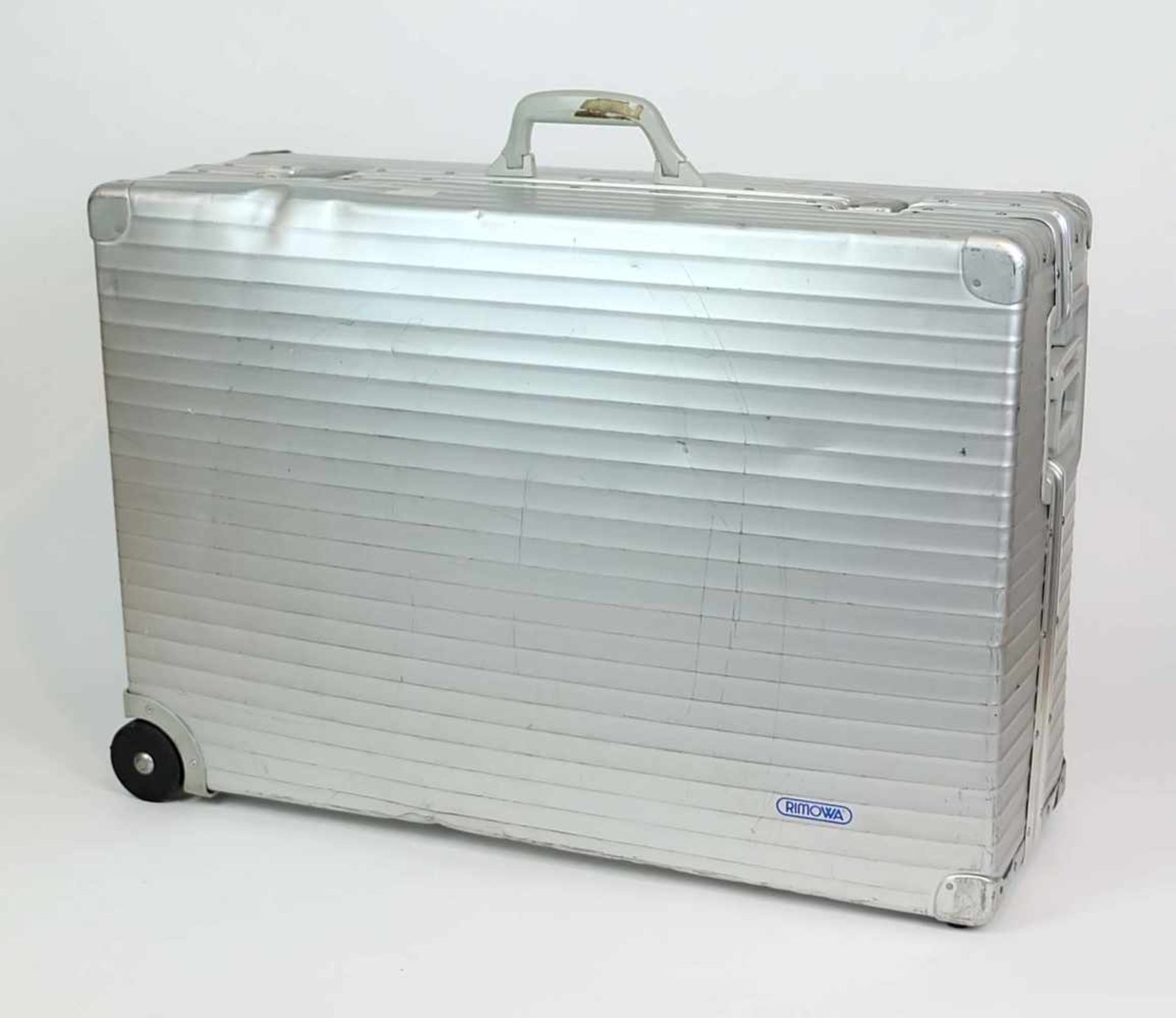 ZIEH-/ REISEKOFFER, Herst Rimowa/ Köln, 1970er/ 80er Jahre, Aluminiumschale, Kunststoffrollen, in