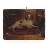 MINIATURIST, England, um 1800, Öl/ Leinwand/ Holz, Liegender Cavalier King Charles Spaniel, orig