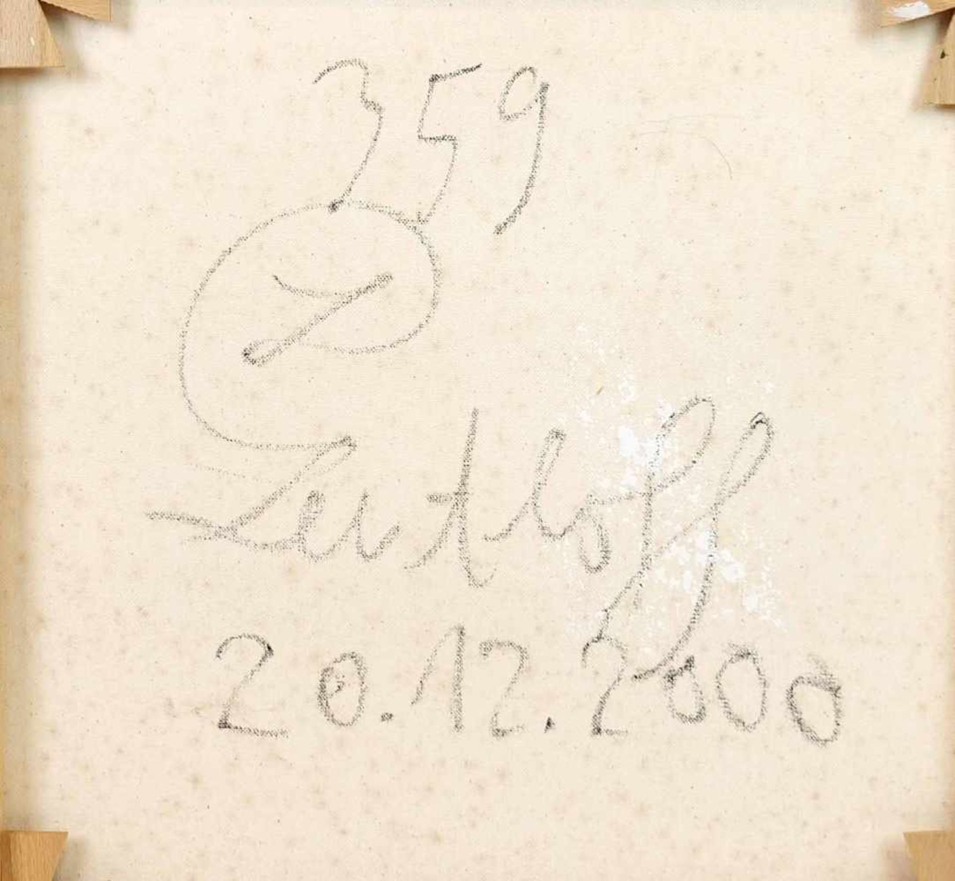 LEUTLOFF, Vera (*1962 Hamburg), Öl/ Lw., "Netz: Jagd", verso sign., numm 359 und dat 20.12.2000, - Bild 2 aus 2