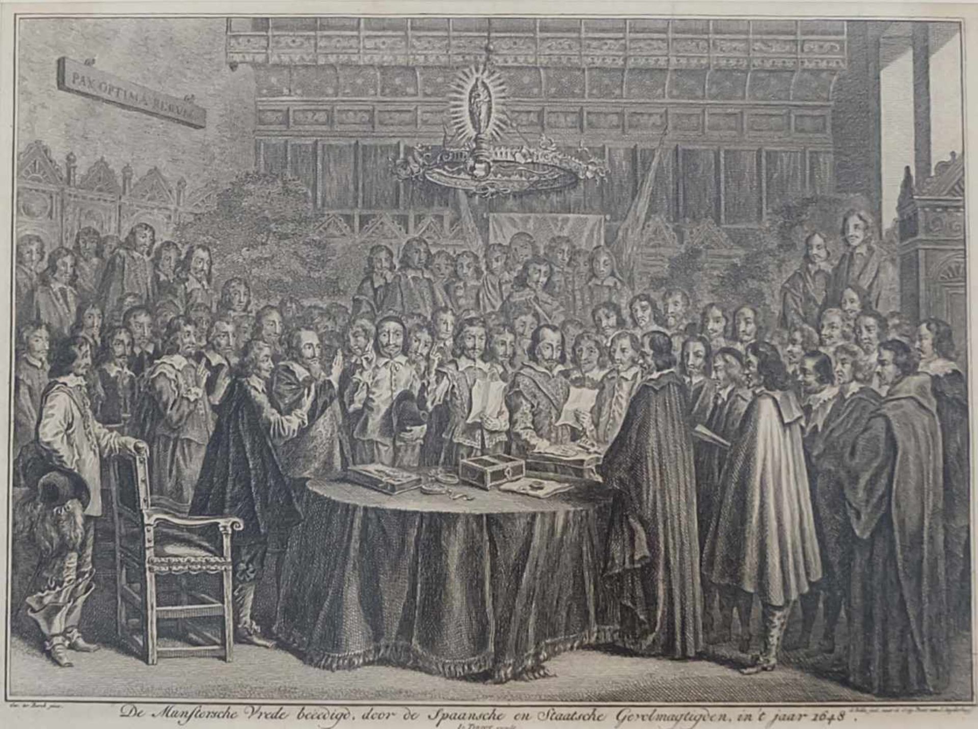 FOKKE, Simon (*1712 Amsterdam †1784 ebd.), Kupferstich, "De beëdiging van de Vrede van Munster in - Bild 3 aus 3