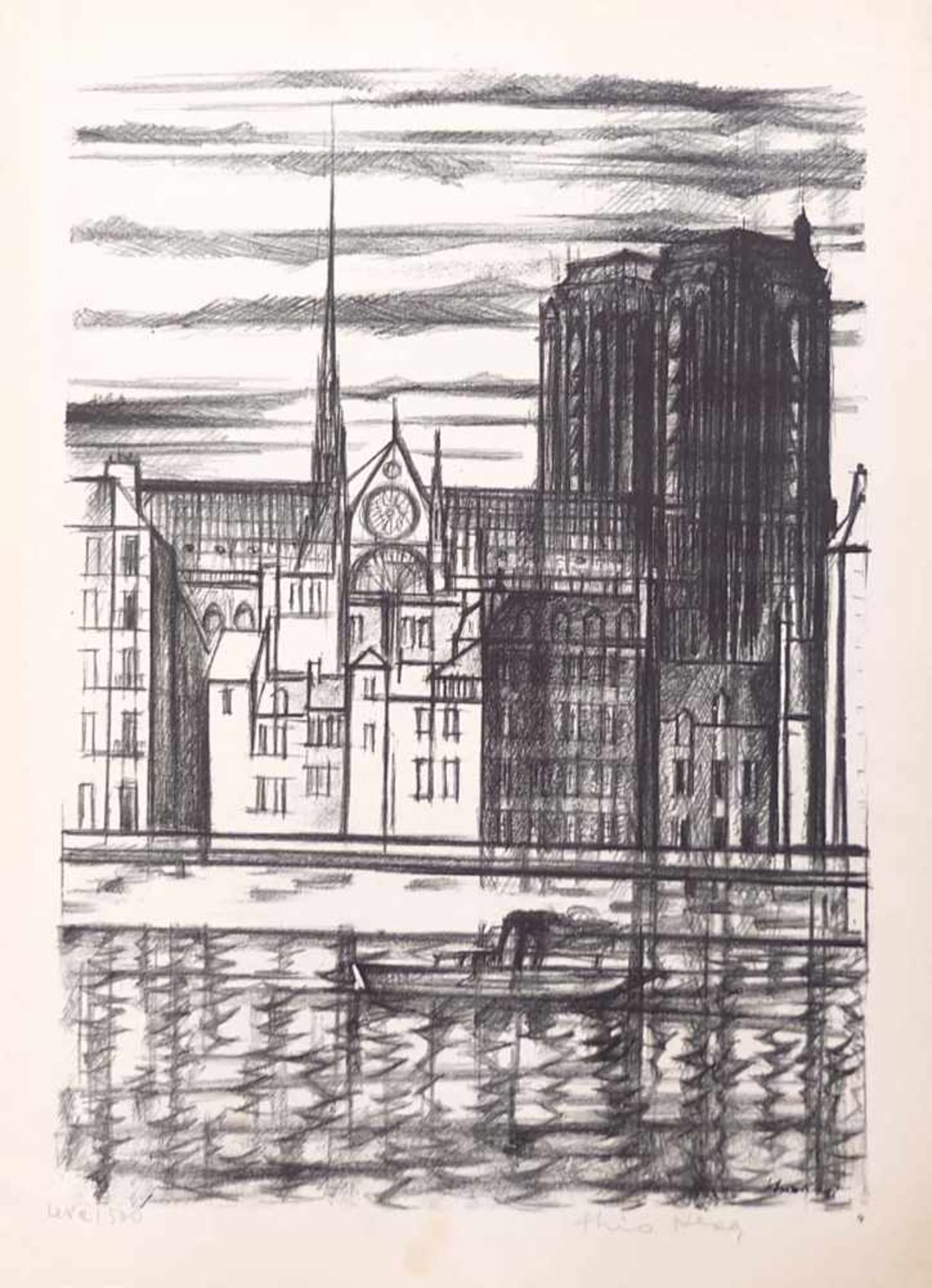 KERG, Théo (*2.6.1909 Niederkorn +4.3.1993 Chissey-en Morvan), Lithografie, Notre Dame de Paris,