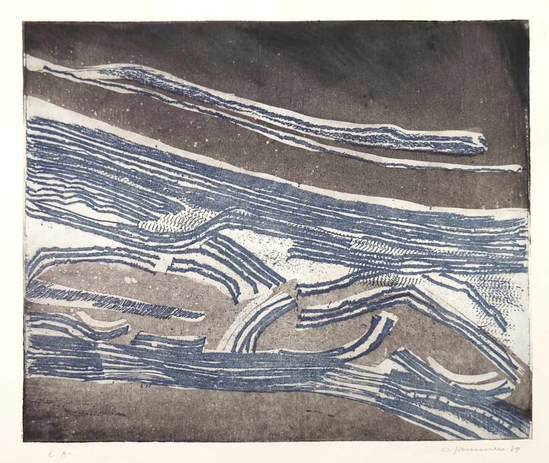 JAMMERS, Waltraud (*1941 Berlin), Farbradierung, Abstrakte Komposition, unten links bez E.A., rechts