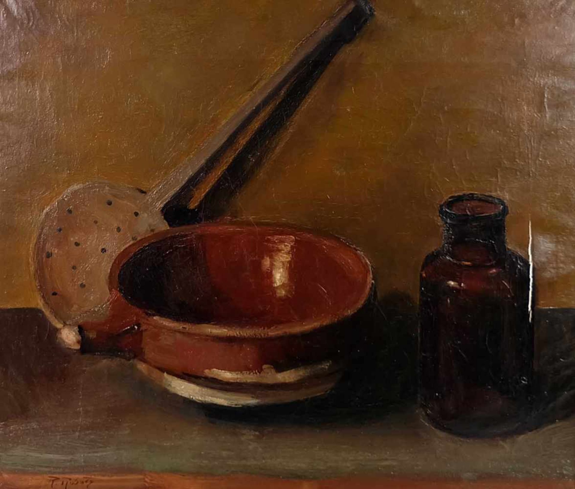 ROBERTO, R. (?), 1910er/ 20er Jahre, Öl/ Lw., nature morte, Stillleben mit Apothekerglas, links