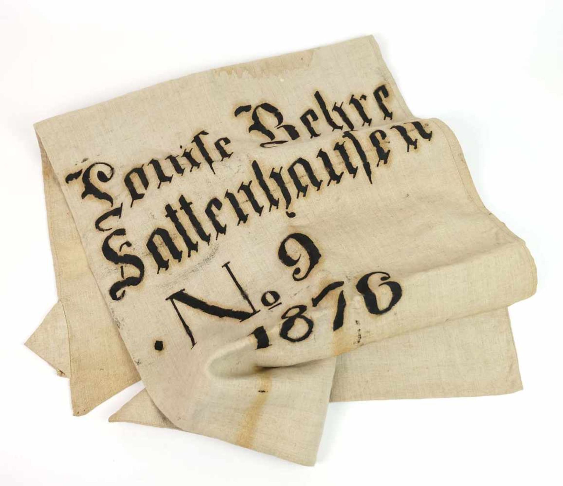 GETREIDESACK, Leinen, schabloniert: Louise Behre/ Sattenhausen No. 9 1876 (ex Coll. Claire