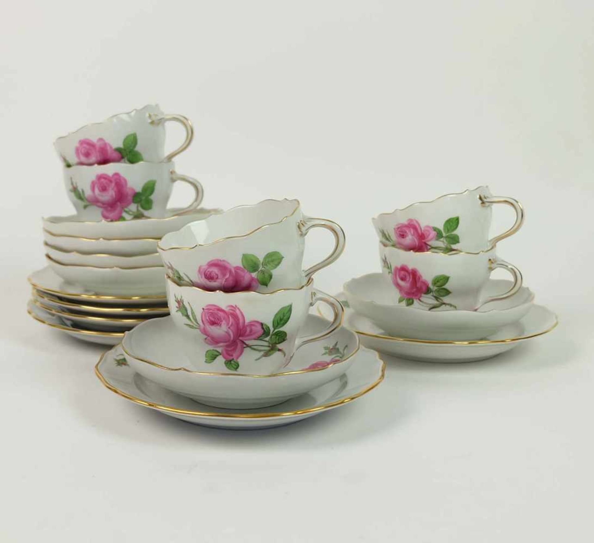 KAFFEEGEDECKE, Satz von 6, 3tlg, Staatl. Porzellanmanuf. Meissen, Form Neuer Auscchnitt, Dekor