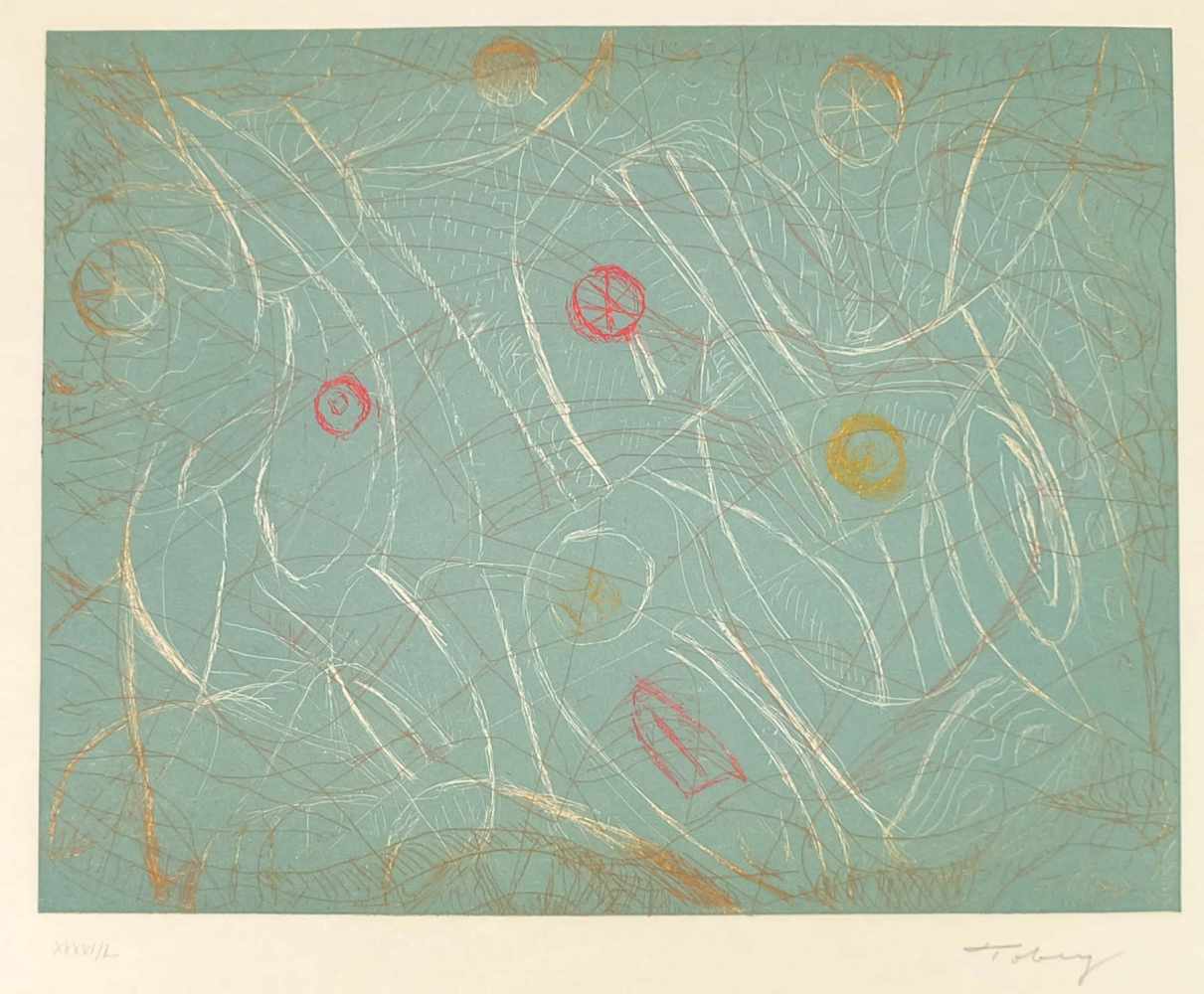TOBEY, Mark (*1890 Centerville, USA †1976 Basel), Farbradierung/ Japan, Abstrakte Komposition, unten